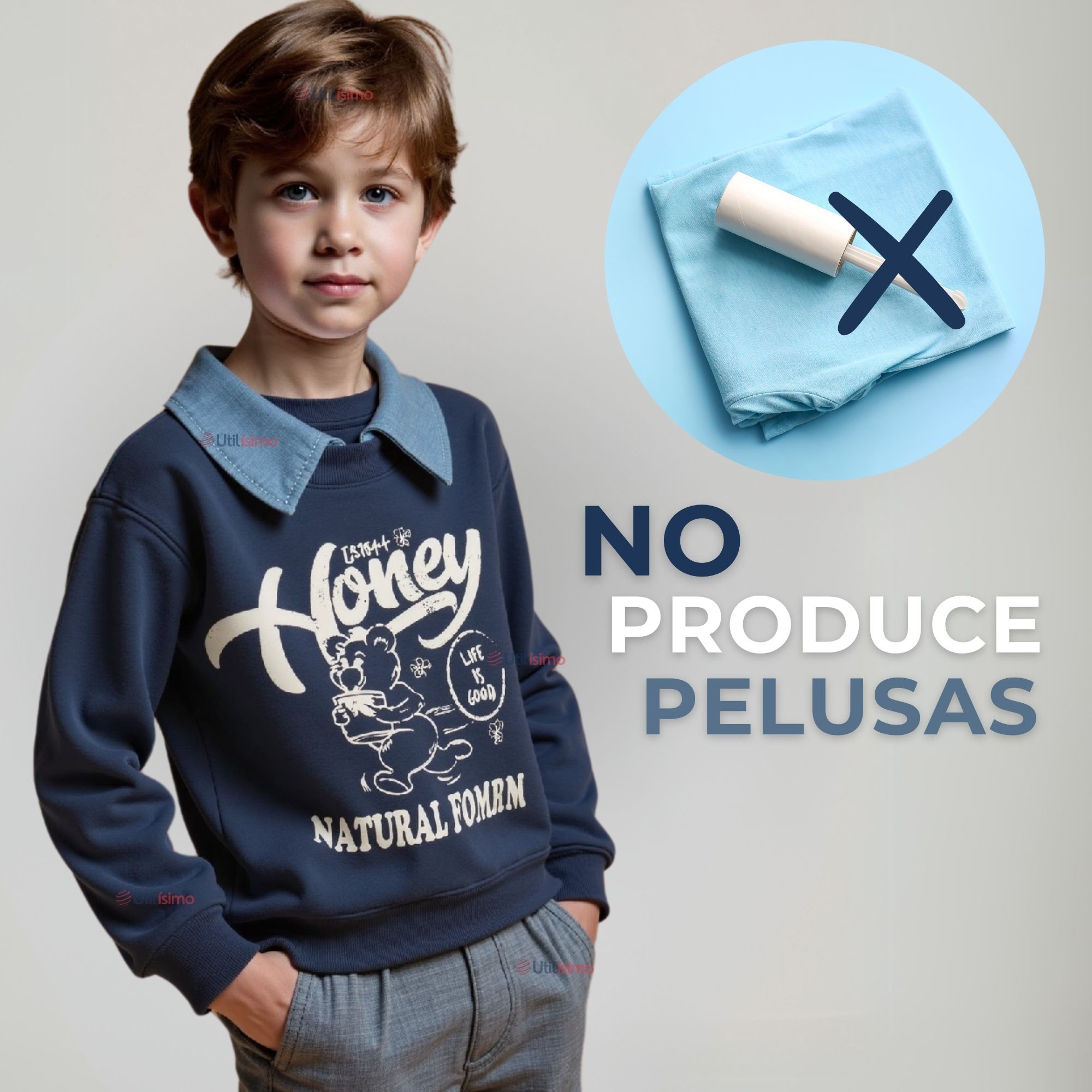 POLERÓN ESTILO PIQUE MANGA LARGA NIÑO 100% ALGODÓN AZUL - 9