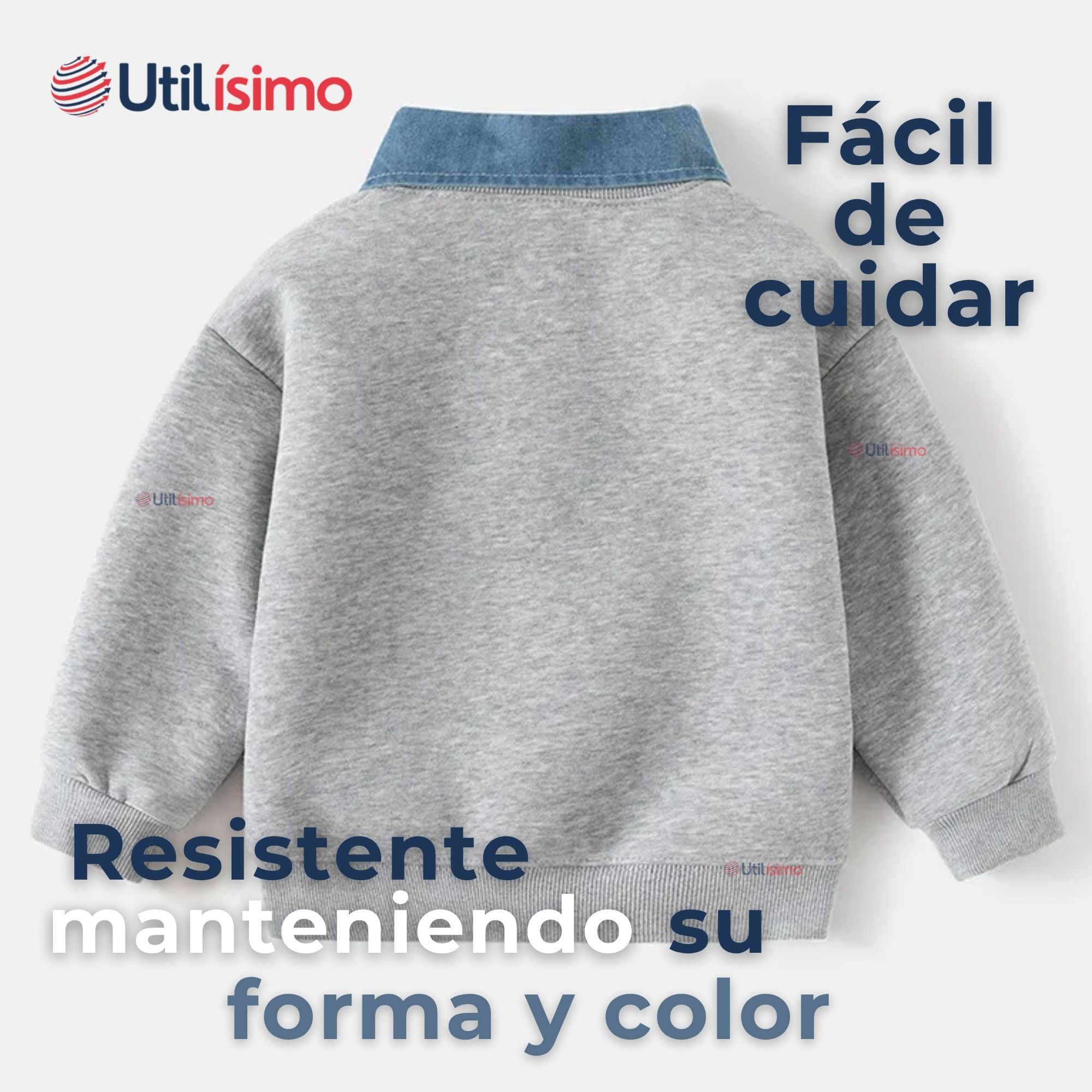 POLERÓN ESTILO PIQUE MANGA LARGA NIÑO 100% ALGODÓN GRIS - 8