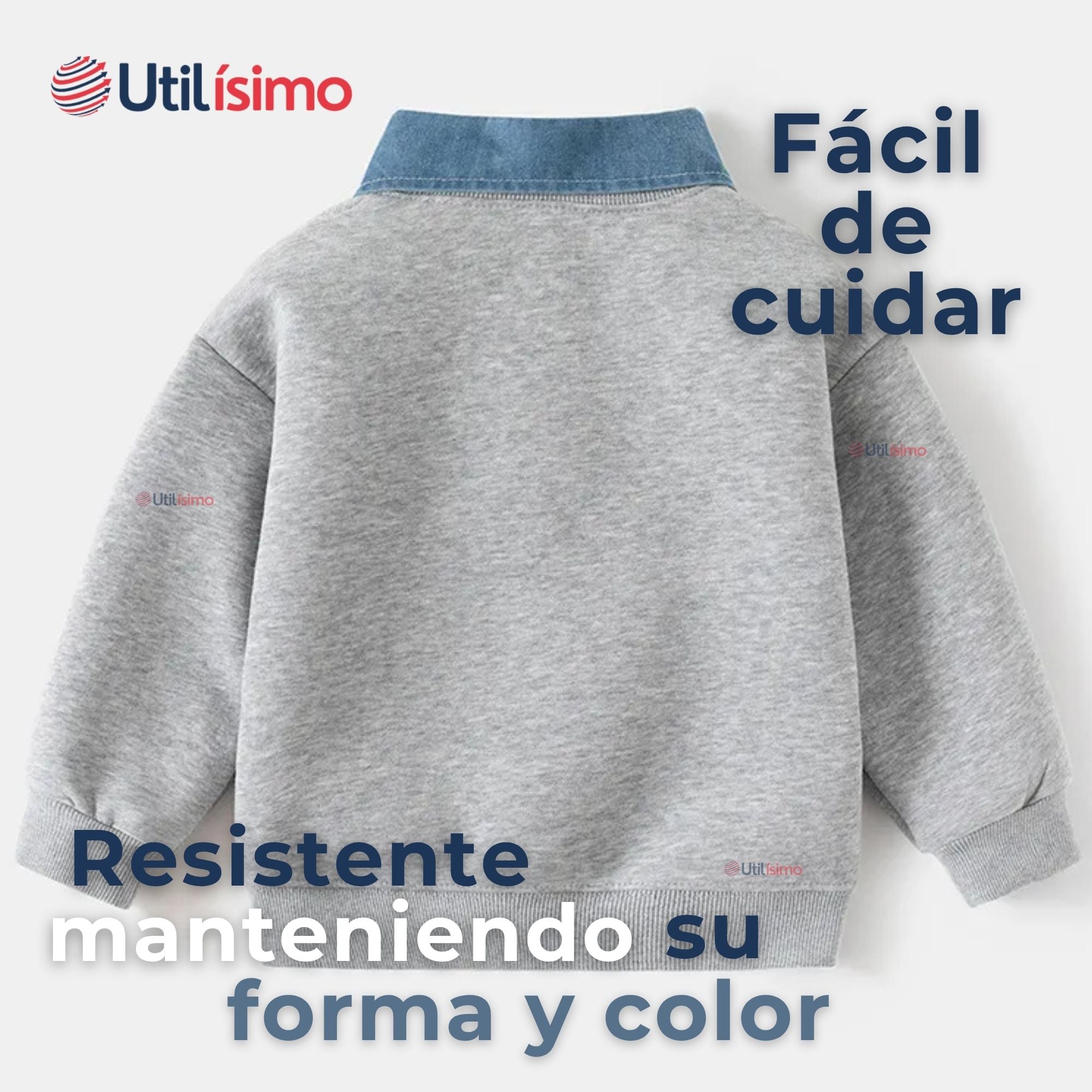 POLERÓN ESTILO PIQUE MANGA LARGA NIÑO 100% ALGODÓN GRIS - 8