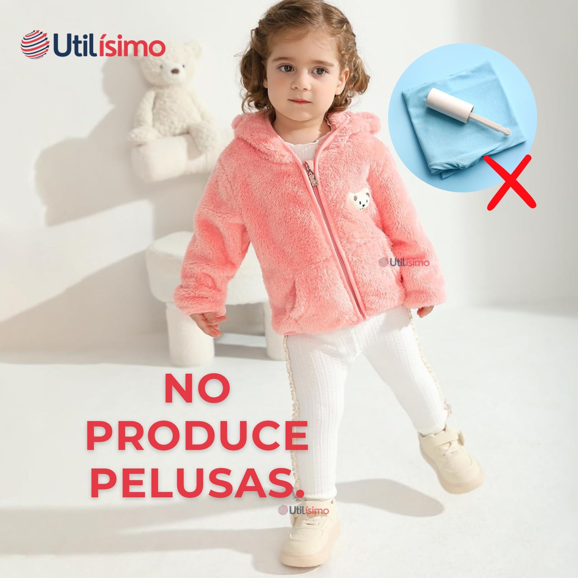 CHAQUETA POLAR CON CAPUCHA NIÑA ANIMALITOS ROSADA - 8