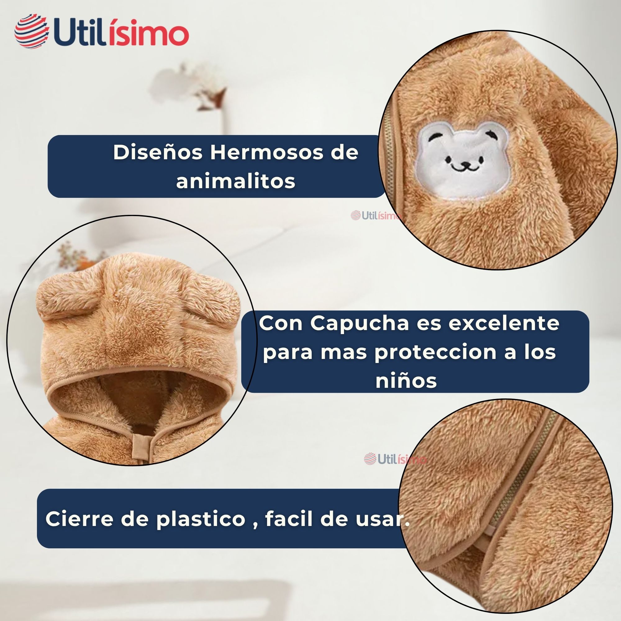 CHAQUETA POLAR CON CAPUCHA NIÑO ANIMALITOS CAFÈ - 4