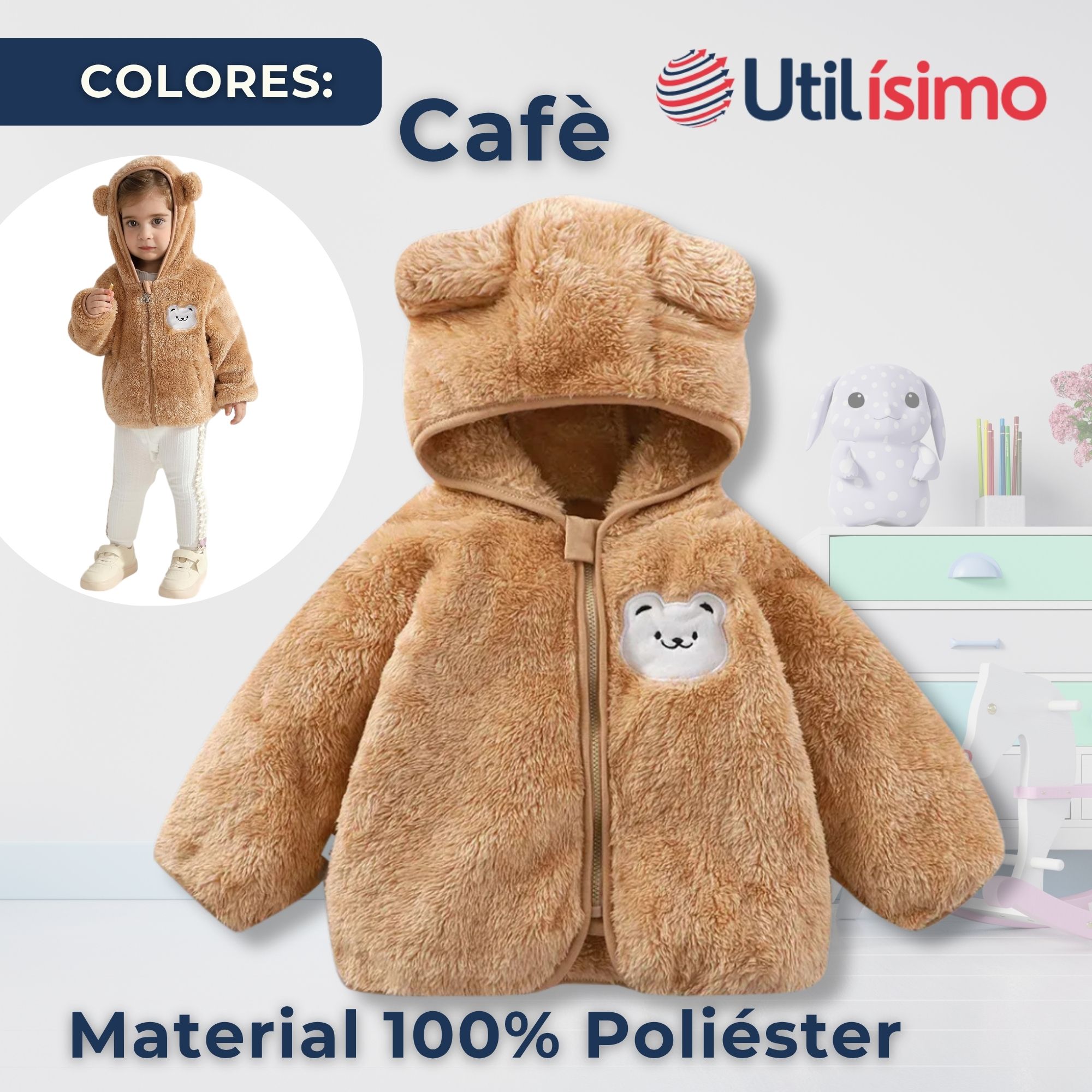 CHAQUETA POLAR CON CAPUCHA NIÑA ANIMALITOS CAFÈ - 2