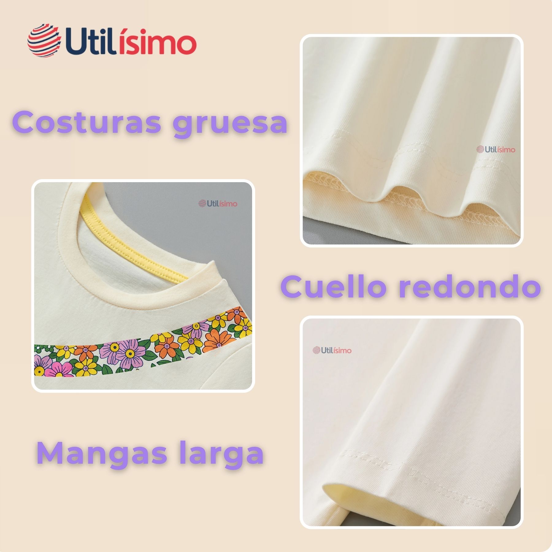 POLERA MANGA LARGA NIÑA 100% ALGODÓN GUITARRA EN COLOR BLANCO CAMISETA - 6