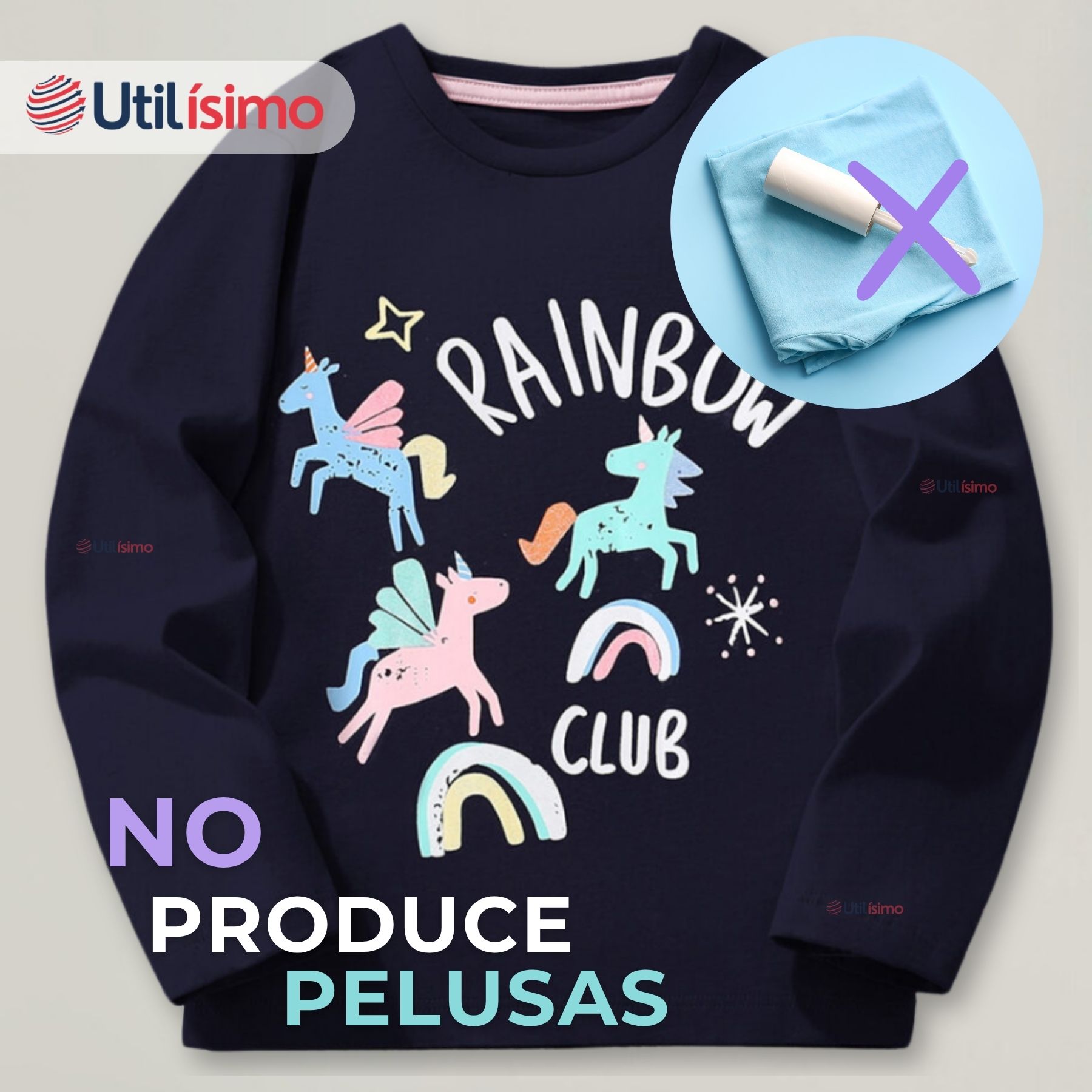 POLERA MANGA LARGA NIÑA 100% ALGODÓN UNICORNIOS EN COLOR NEGRO CAMISETA - 2