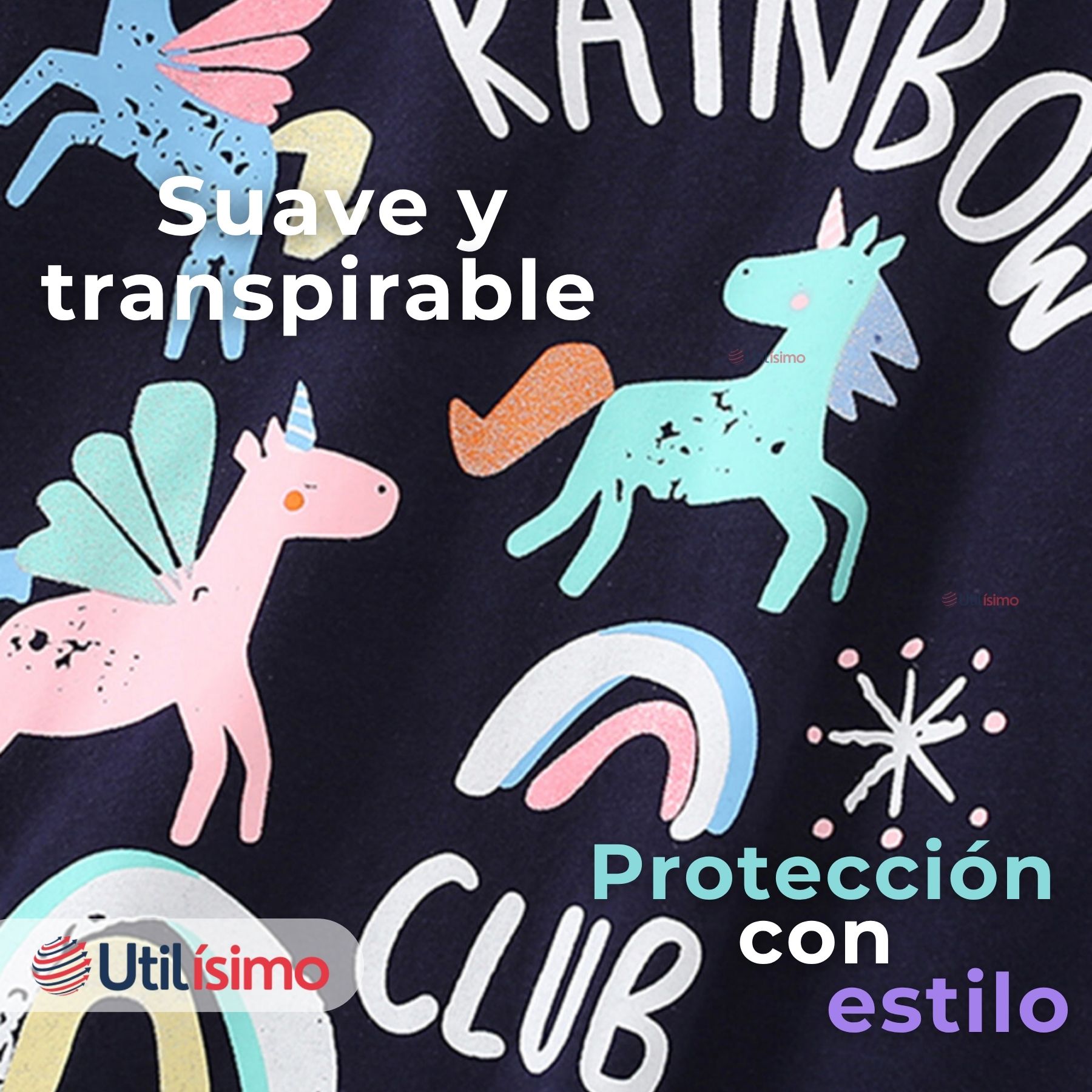 POLERA MANGA LARGA NIÑA 100% ALGODÓN UNICORNIOS EN COLOR NEGRO CAMISETA - 7
