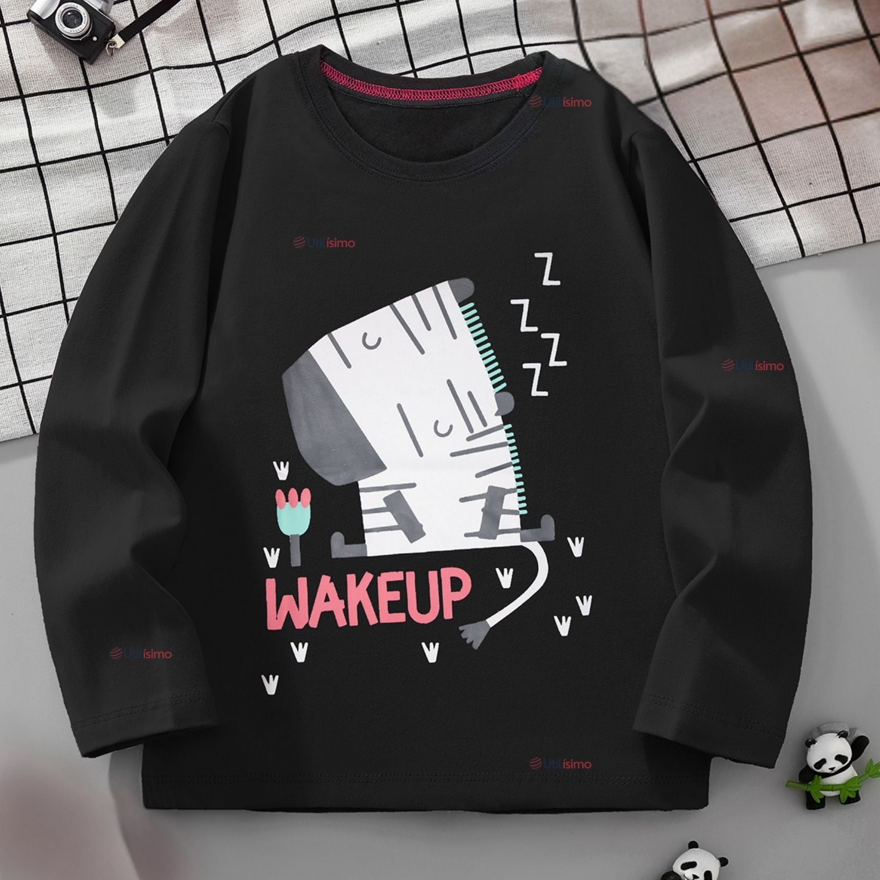 POLERA MANGA LARGA NIÑA 100% ALGODÓN ZEBRA EN COLOR NEGRO CAMISETA - 1
