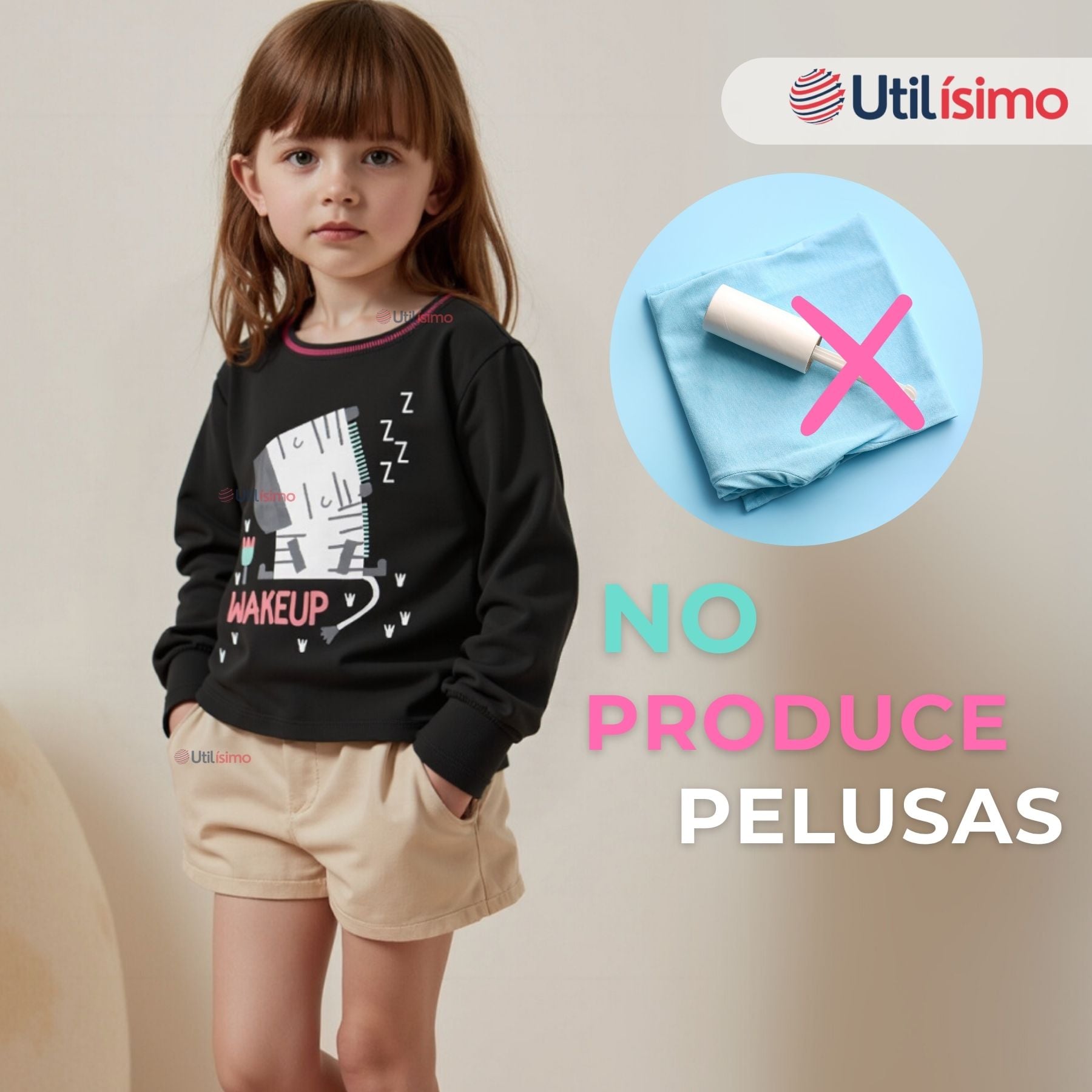 POLERA MANGA LARGA NIÑA 100% ALGODÓN ZEBRA EN COLOR NEGRO CAMISETA - 2