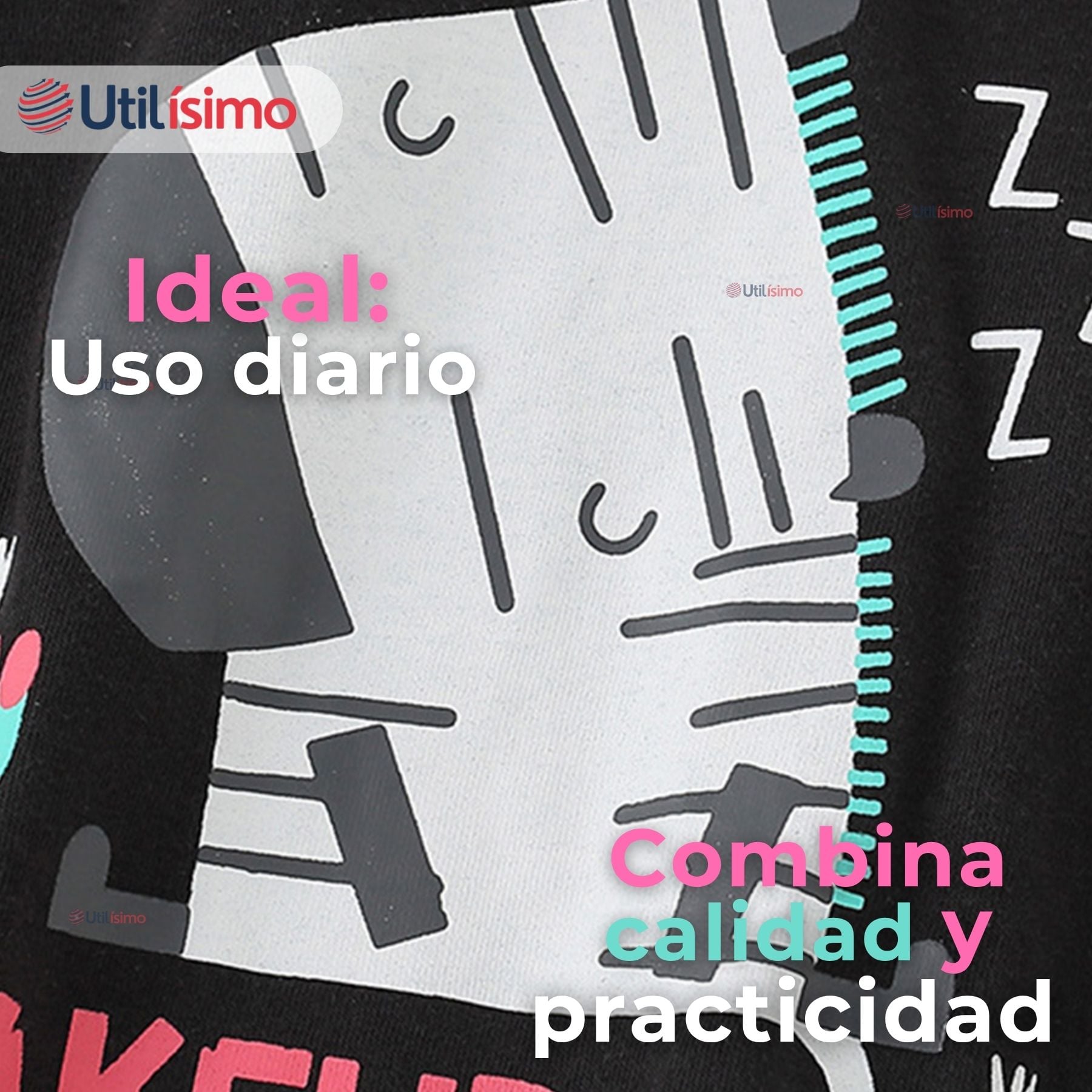 POLERA MANGA LARGA NIÑA 100% ALGODÓN ZEBRA EN COLOR NEGRO CAMISETA - 5