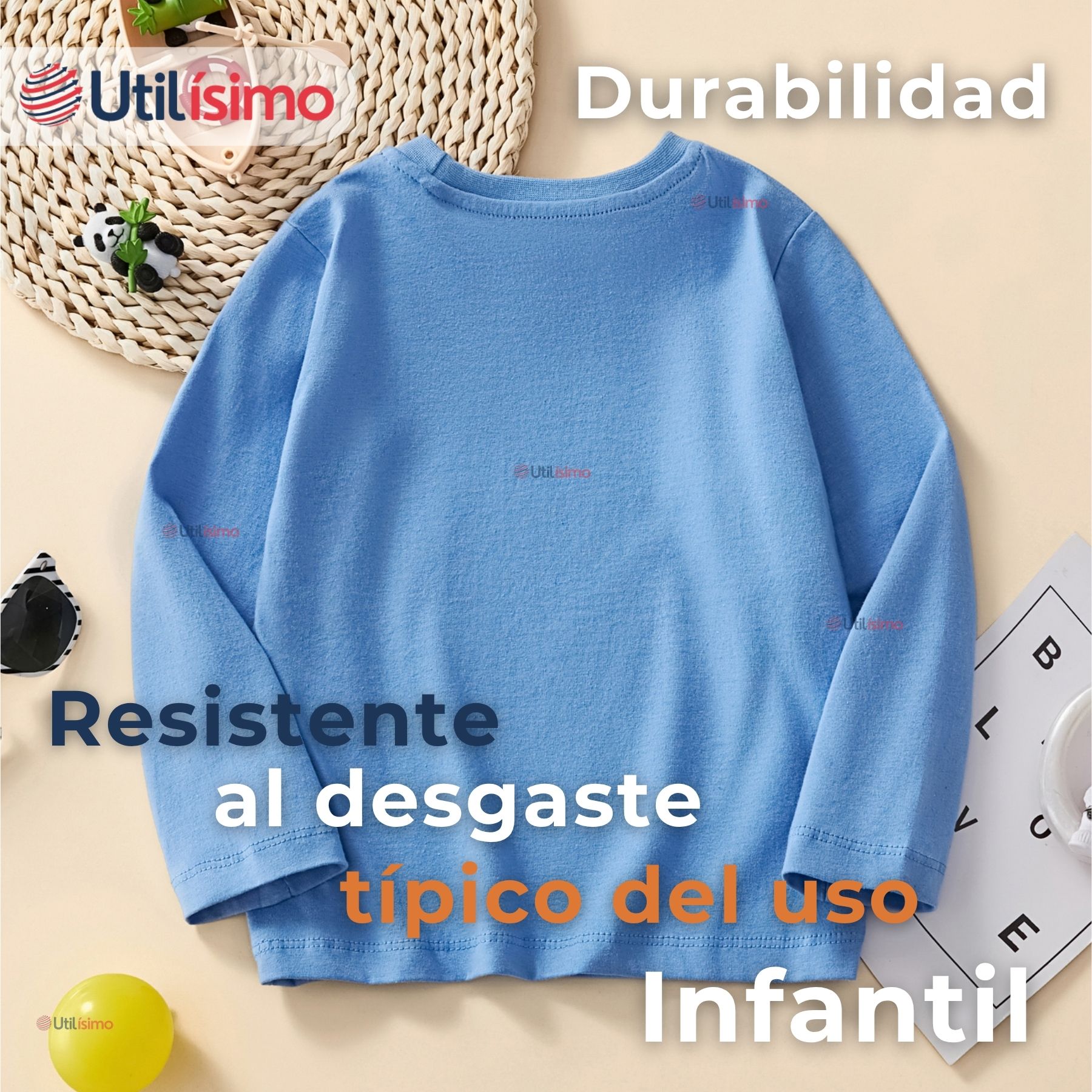 POLERA MANGA LARGA NIÑO 100% ALGODÓN COCODRILO AZUL CAMISETA - 8