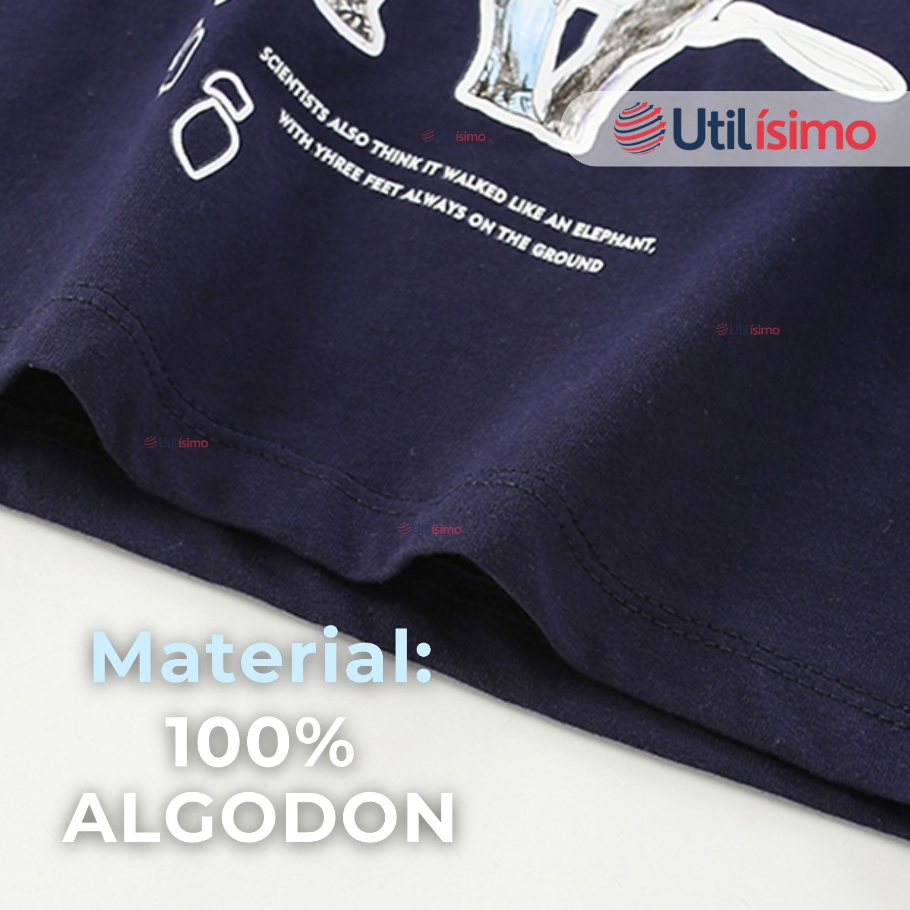 POLERA MANGA LARGA NIÑO 100% ALGODÓN DINOSAURIO AZUL CAMISETA - 9