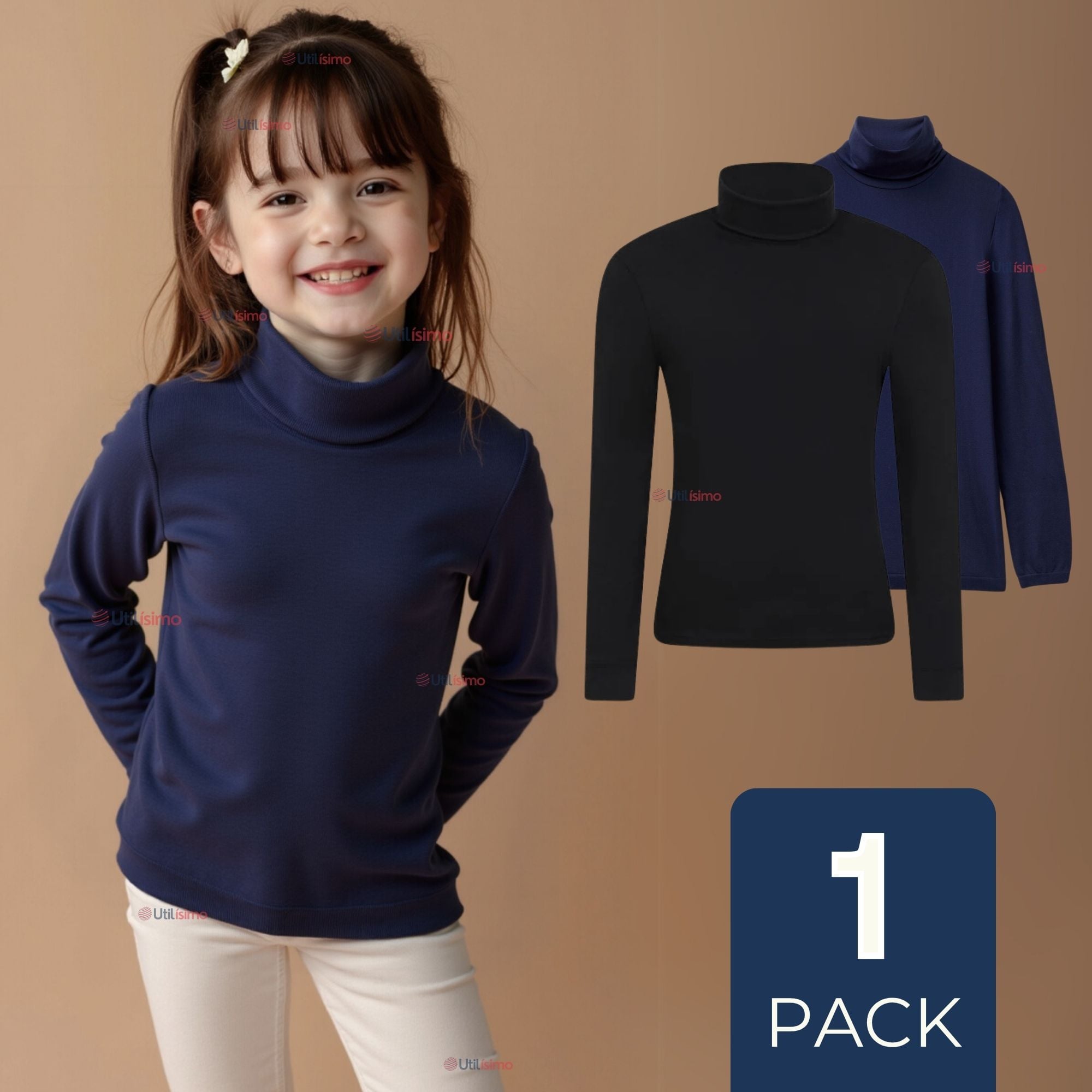 PRIMERA CAPA ESCOLAR BAMBÚ INVIERNO CAMISETA NIÑA CUELLO BEATLE POLERA - 1