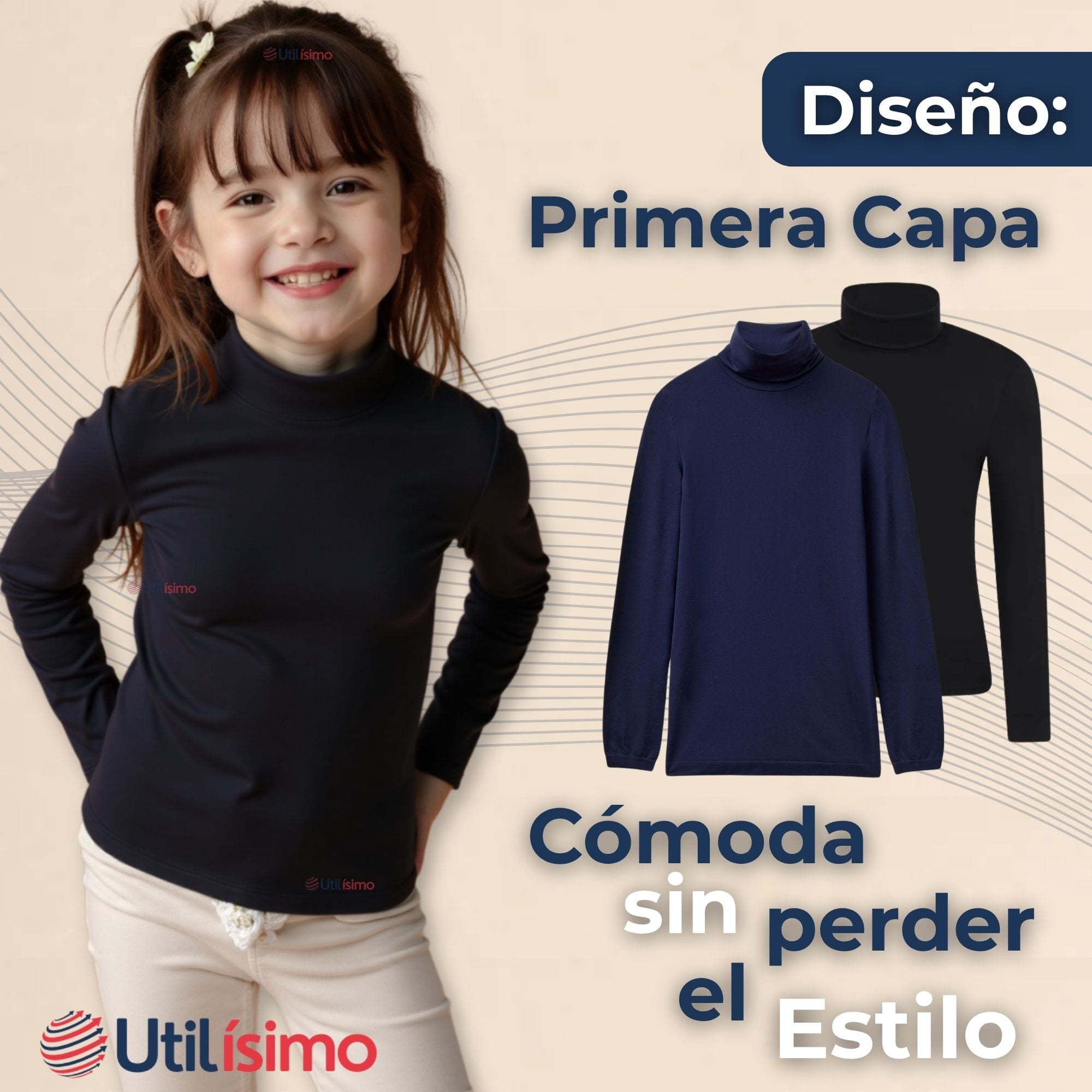 PRIMERA CAPA ESCOLAR BAMBÚ INVIERNO CAMISETA NIÑA CUELLO BEATLE POLERA - 7