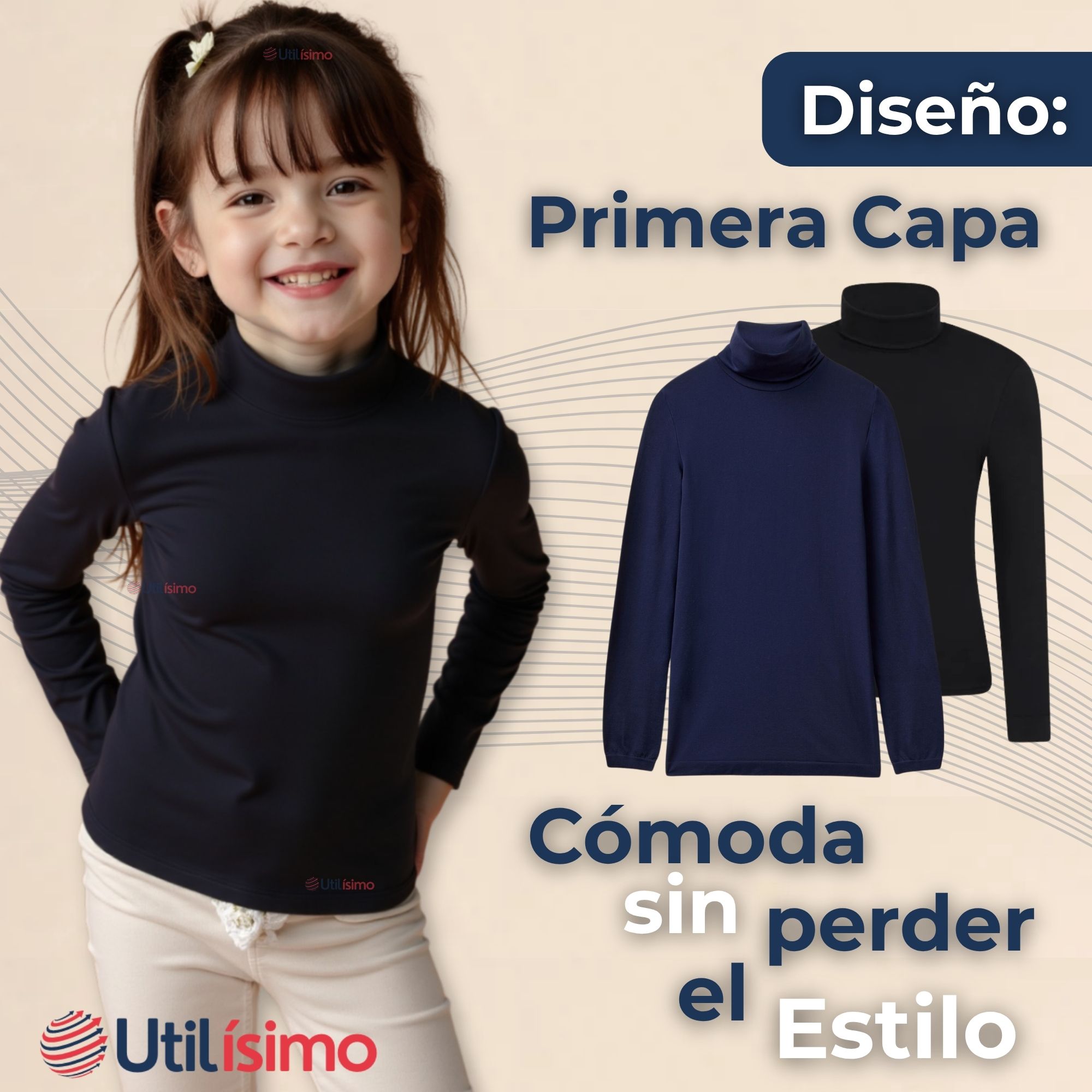 PACK 3 PRIMERA CAPA ESCOLAR BAMBÚ INVIERNO CAMISETA NIÑA CUELLO BEATLE POLERA - 9