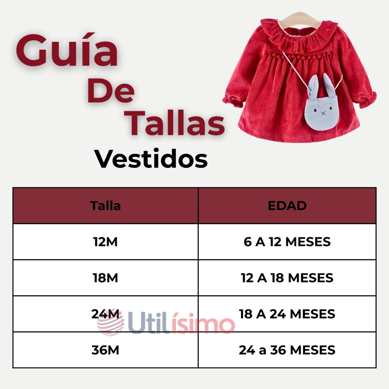 VESTIDO DE COTELÉ CON BOLSO CONEJO FORRADO EN PLUSH NIÑA EN COLOR ROJO - 2