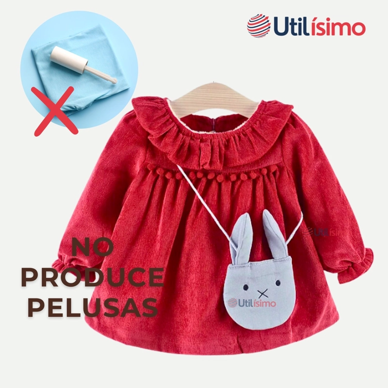 VESTIDO DE COTELÉ CON BOLSO CONEJO FORRADO EN PLUSH NIÑA EN COLOR ROJO - 6