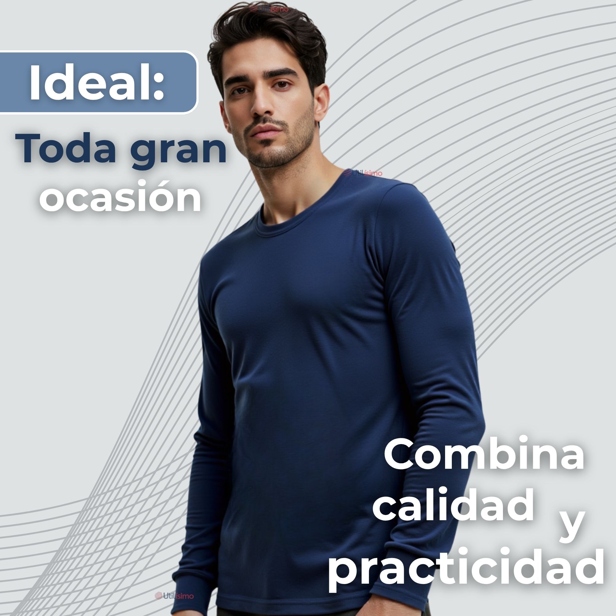 PACK 3 CAMISETAS HOMBRE BAMBÚ MANGA LARGA PRIMERA CAPA POLERAS - 5