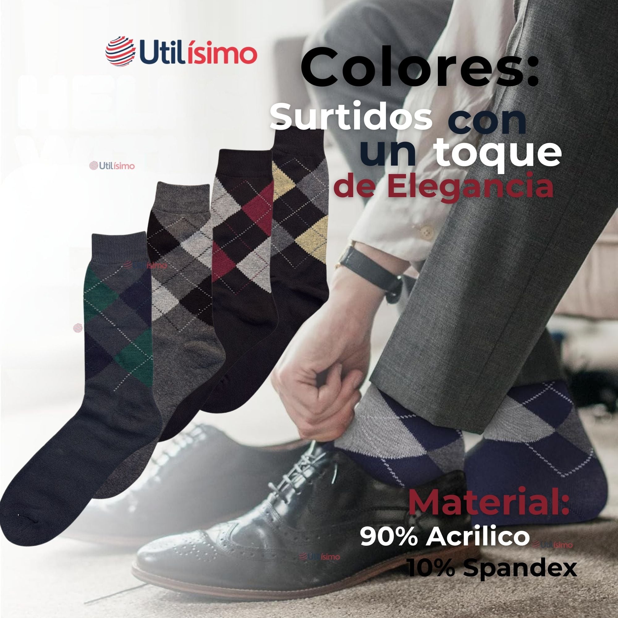 PACK 3 PARES CALCETINES DE VESTIR HOMBRE ROMBOS SURTIDOS - 2
