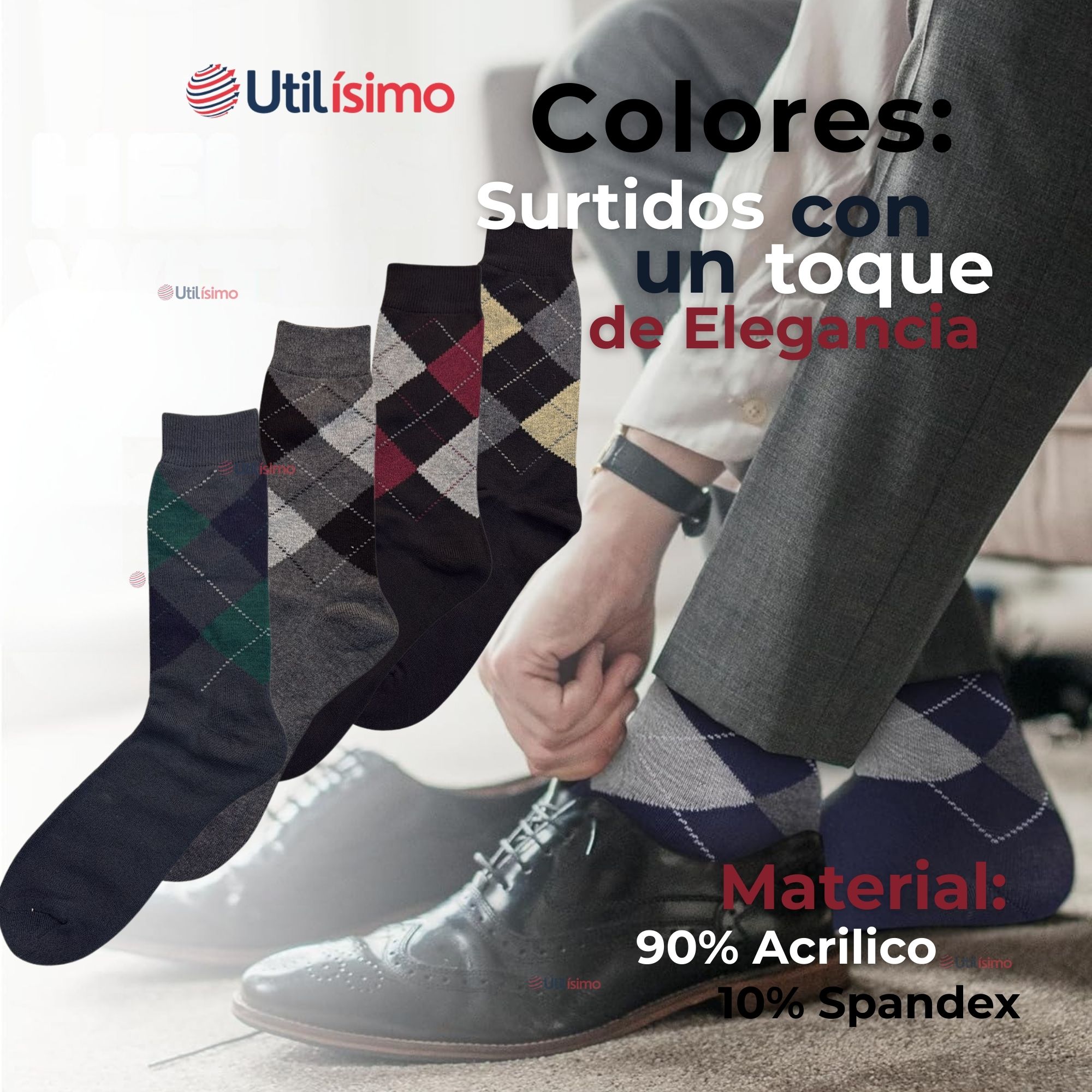PACK 6 PARES CALCETINES DE VESTIR HOMBRE ROMBOS SURTIDOS - 2