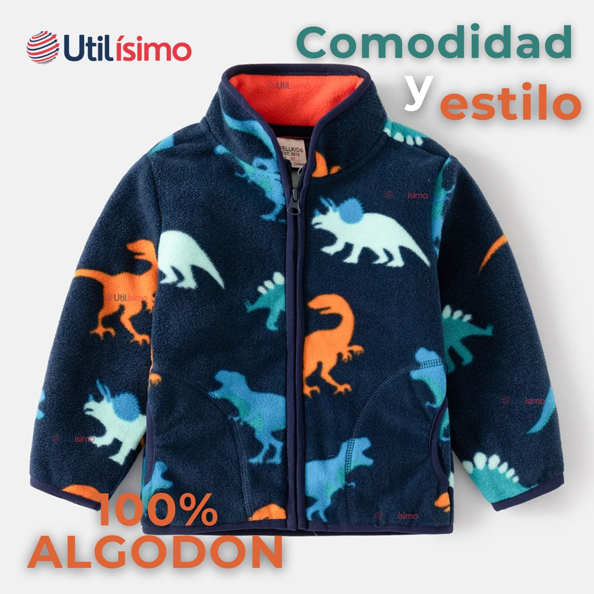 CHAQUETA 100% POLAR NIÑO MANGA LARGA AZUL - 4