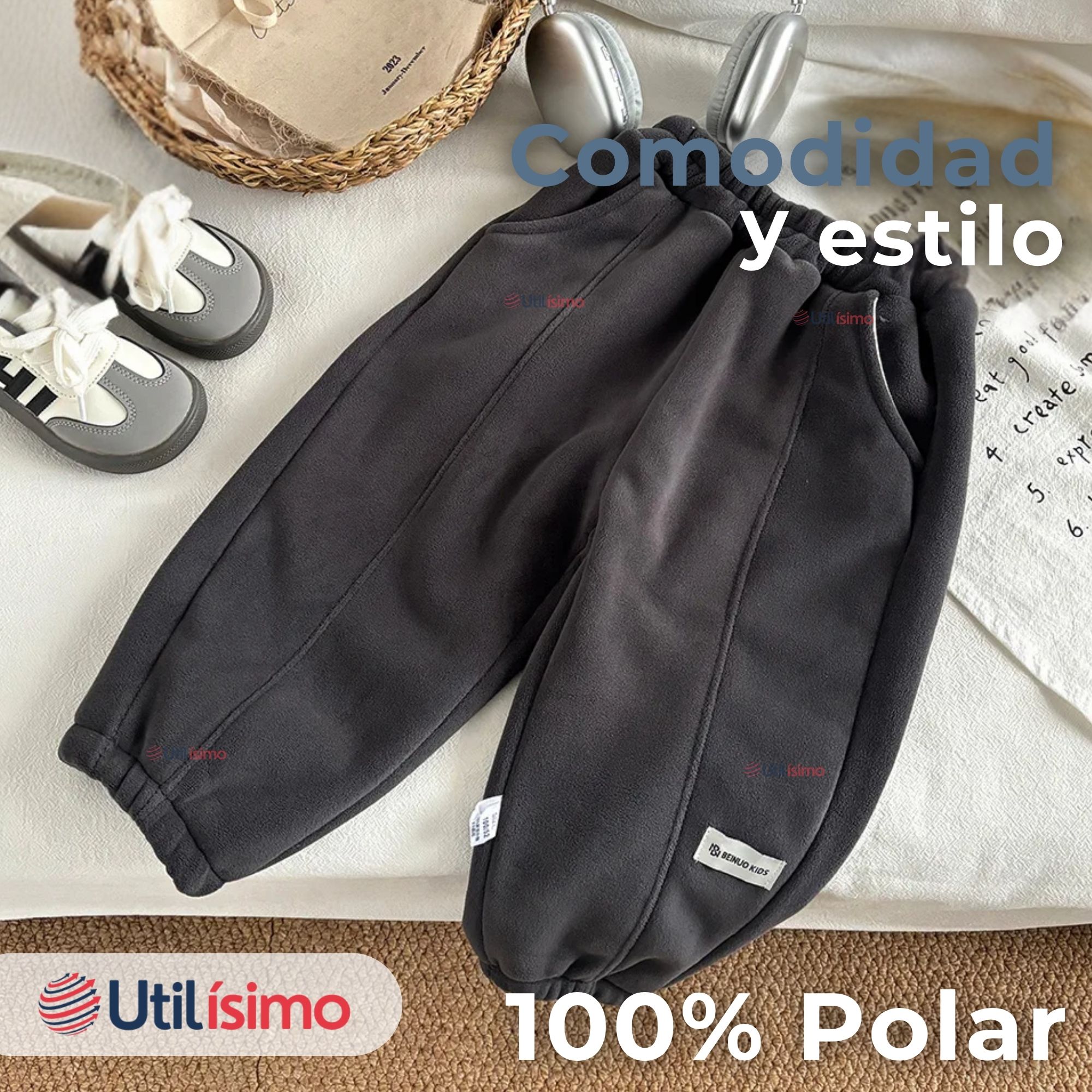 BUZO PARA NIÑOS FORRADO EN 100% POLAR GRIS - 3