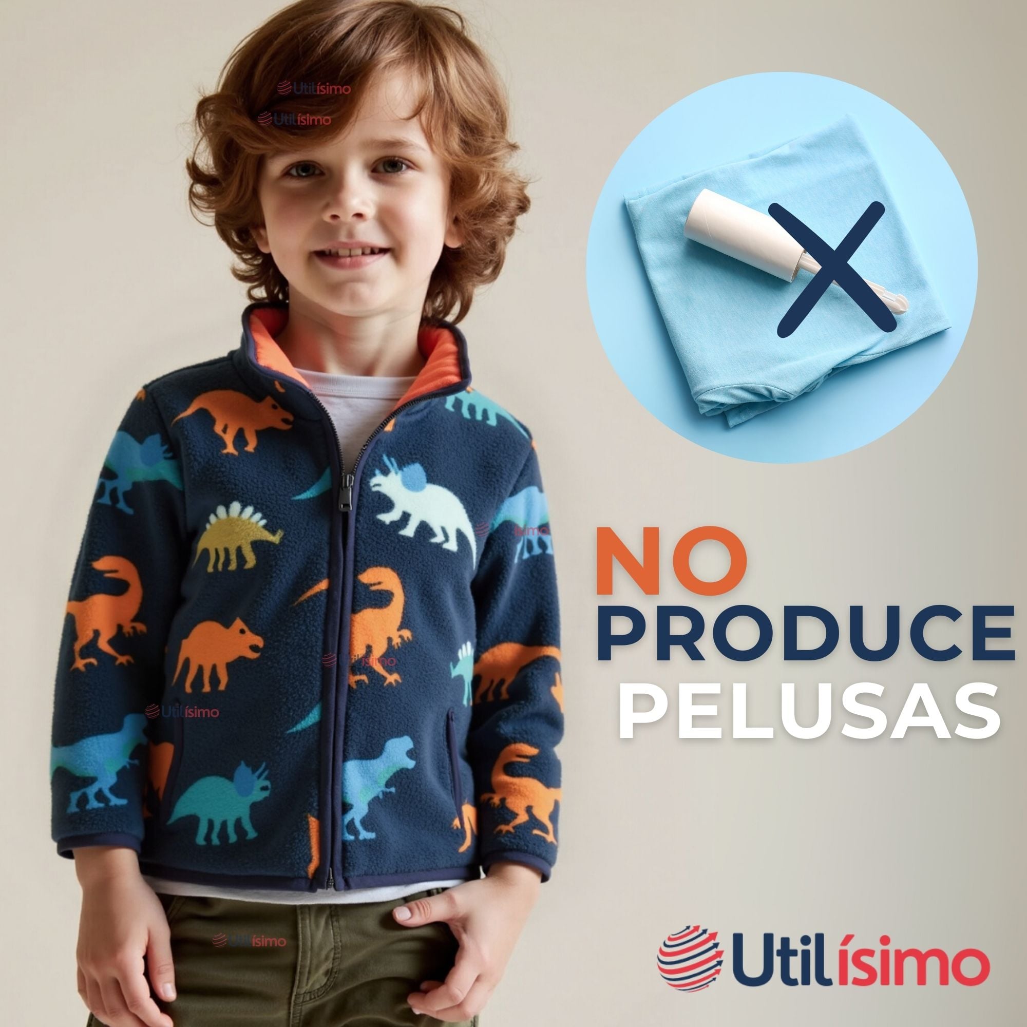 CHAQUETA 100% POLAR NIÑO MANGA LARGA AZUL - 3