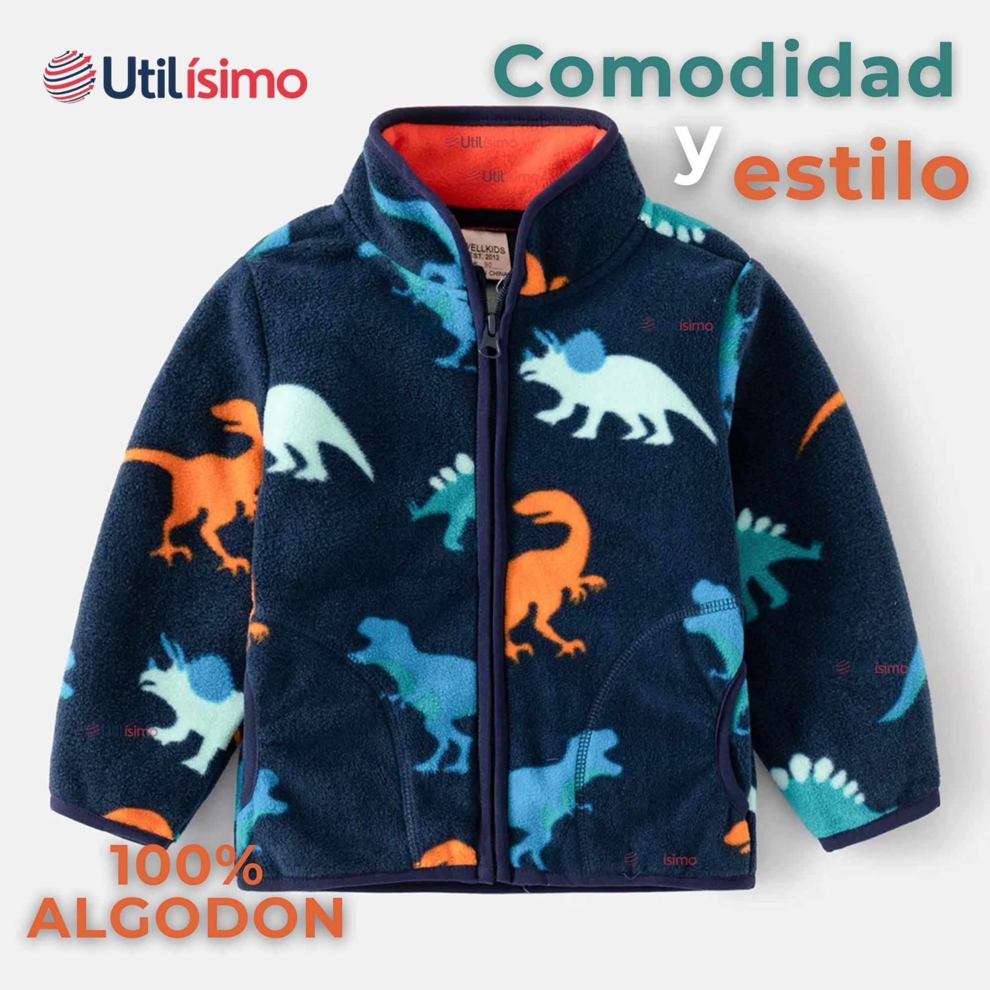 CHAQUETA 100% POLAR NIÑO MANGA LARGA AZUL - 4