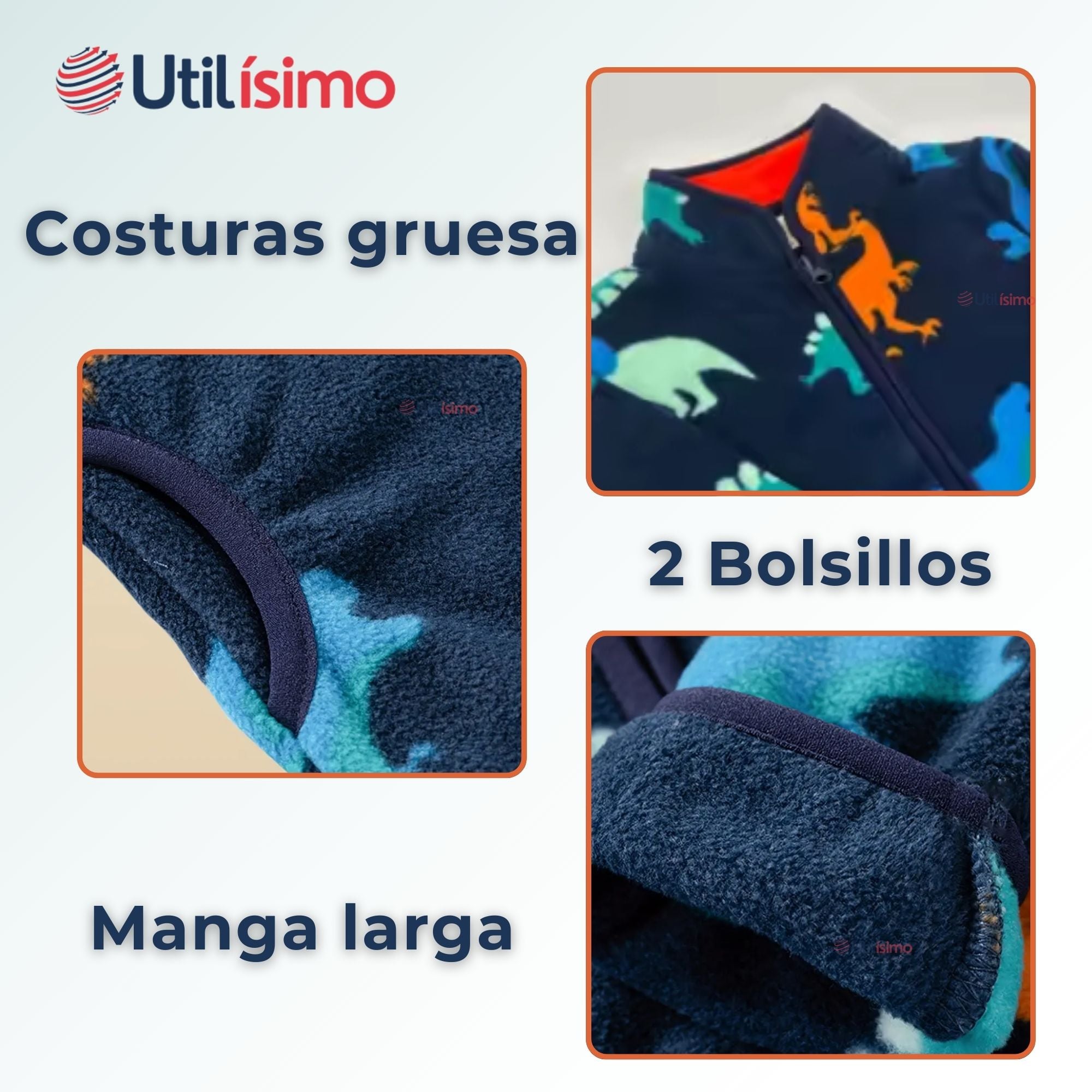 CHAQUETA 100% POLAR NIÑO MANGA LARGA AZUL - 8