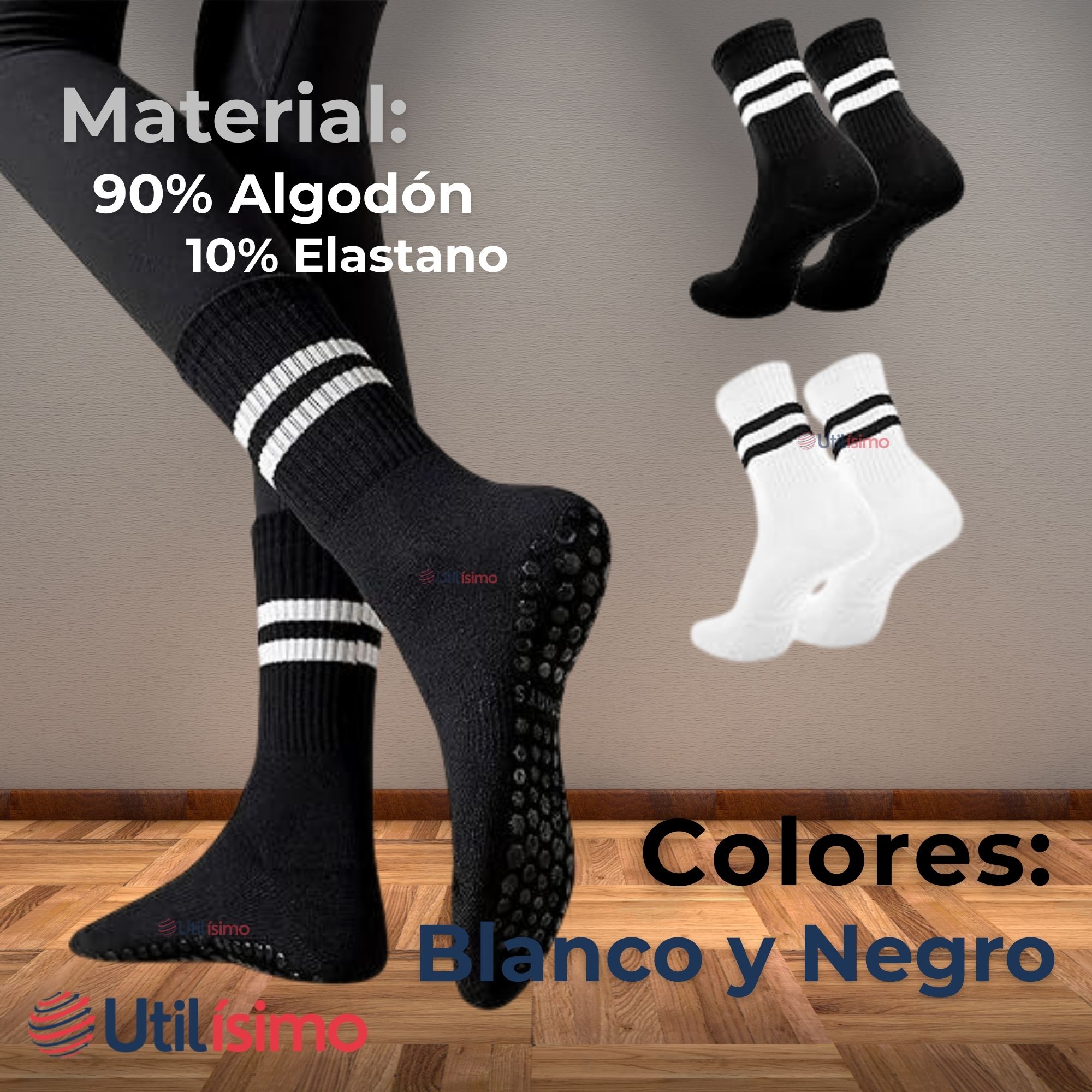 PACK 6 PARES CALCETINES ANTIDESLIZANTES LARGOS HOMBRE - 2