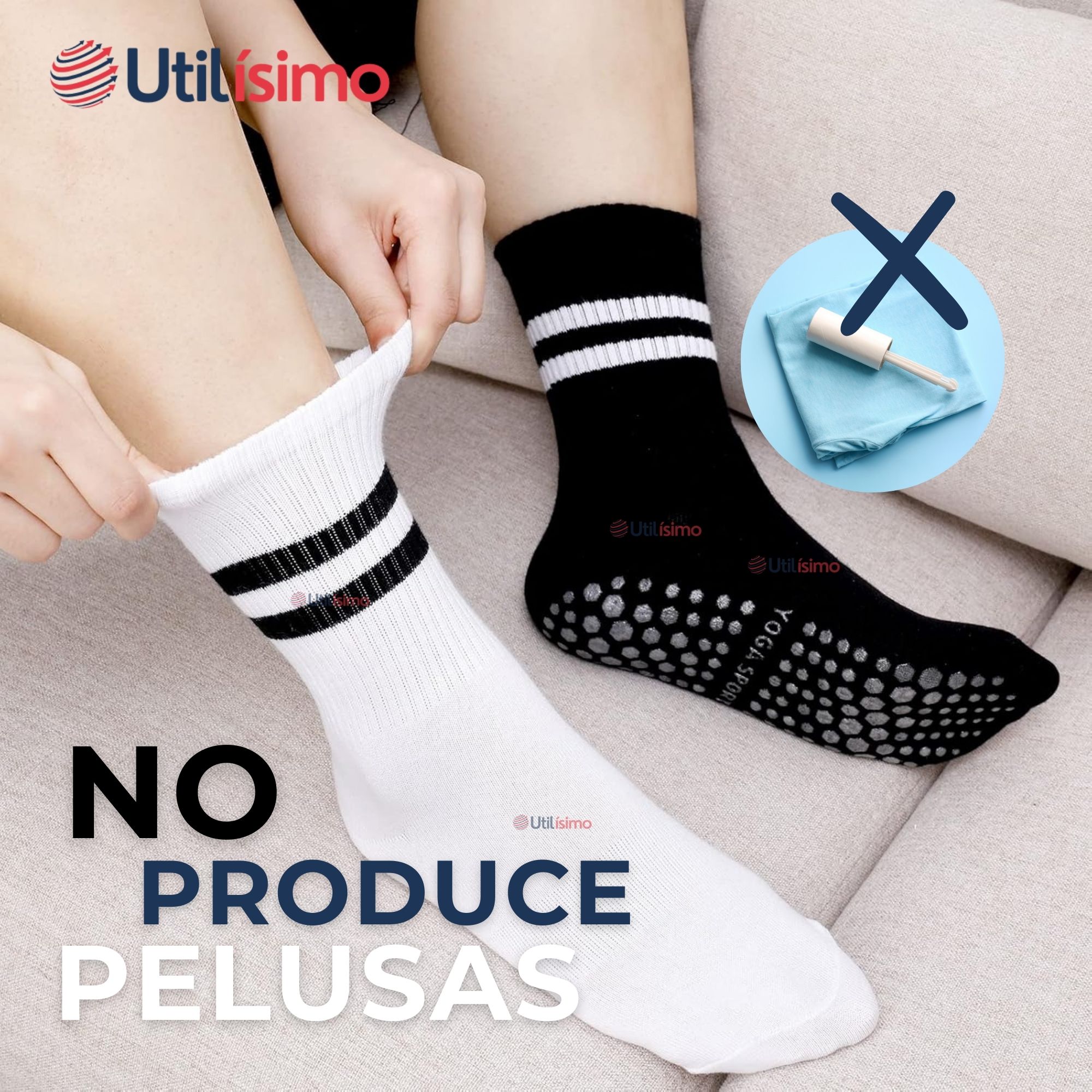 PACK 6 PARES CALCETINES ANTIDESLIZANTES LARGOS HOMBRE - 9
