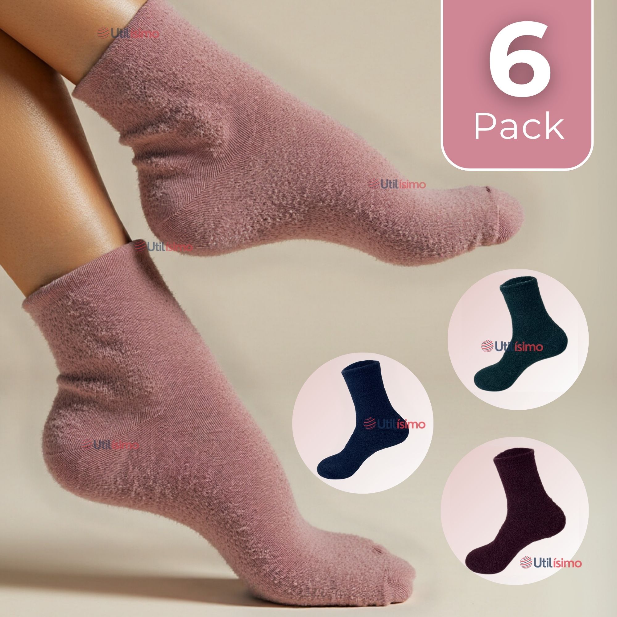 PACK 6 CALCETINES TÉRMICOS EXTRA SUAVES CHENILLE COZY MUJER SURTIDO - 1