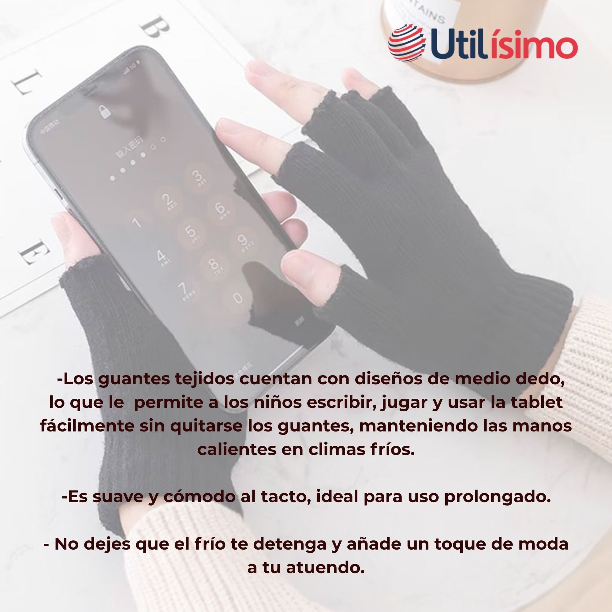 GUANTES 16CM LANA ACRÍLICA DEDOS MEDIO LISO NIÑO COLORES SURTIDO - 4