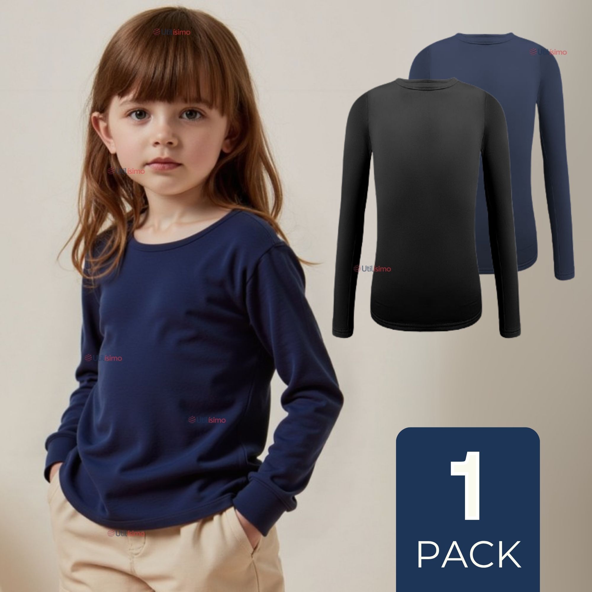 PRIMERA CAPA ESCOLAR BAMBÚ INVIERNO CAMISETA NIÑA CUELLO REDONDO POLERA - 1
