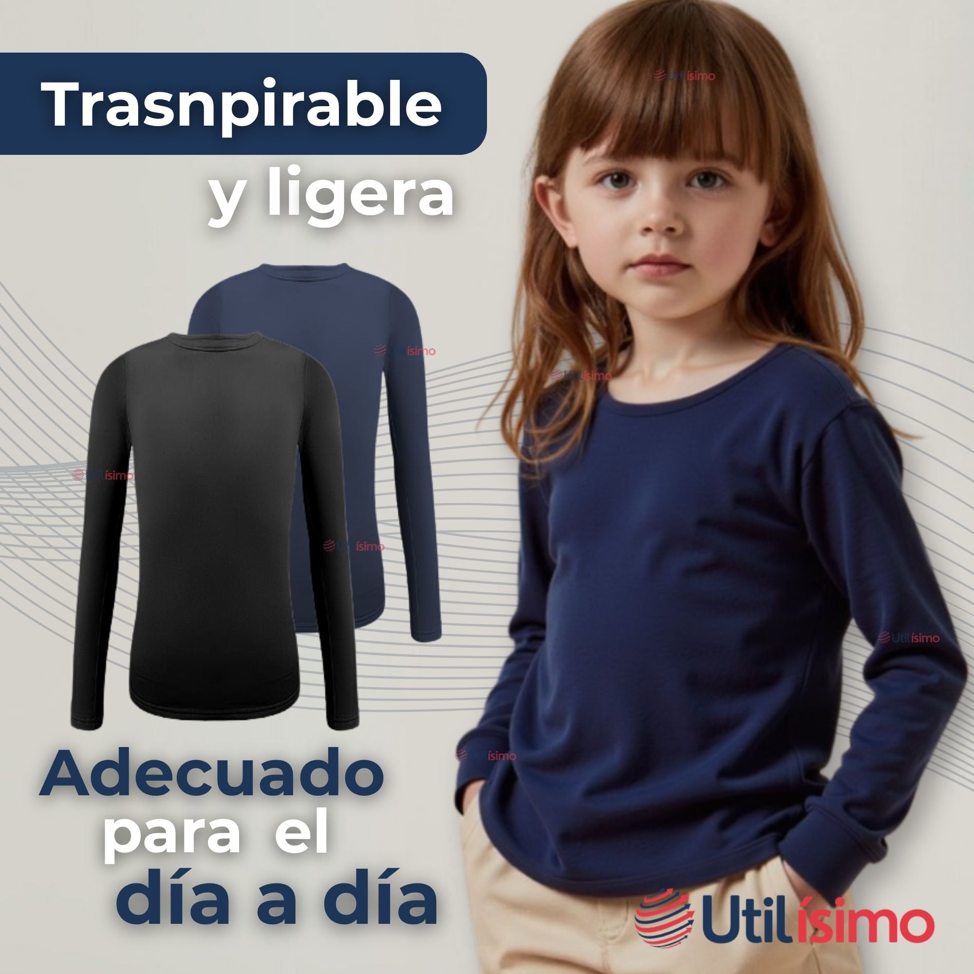 PRIMERA CAPA ESCOLAR BAMBÚ INVIERNO CAMISETA NIÑA CUELLO REDONDO POLERA - 10