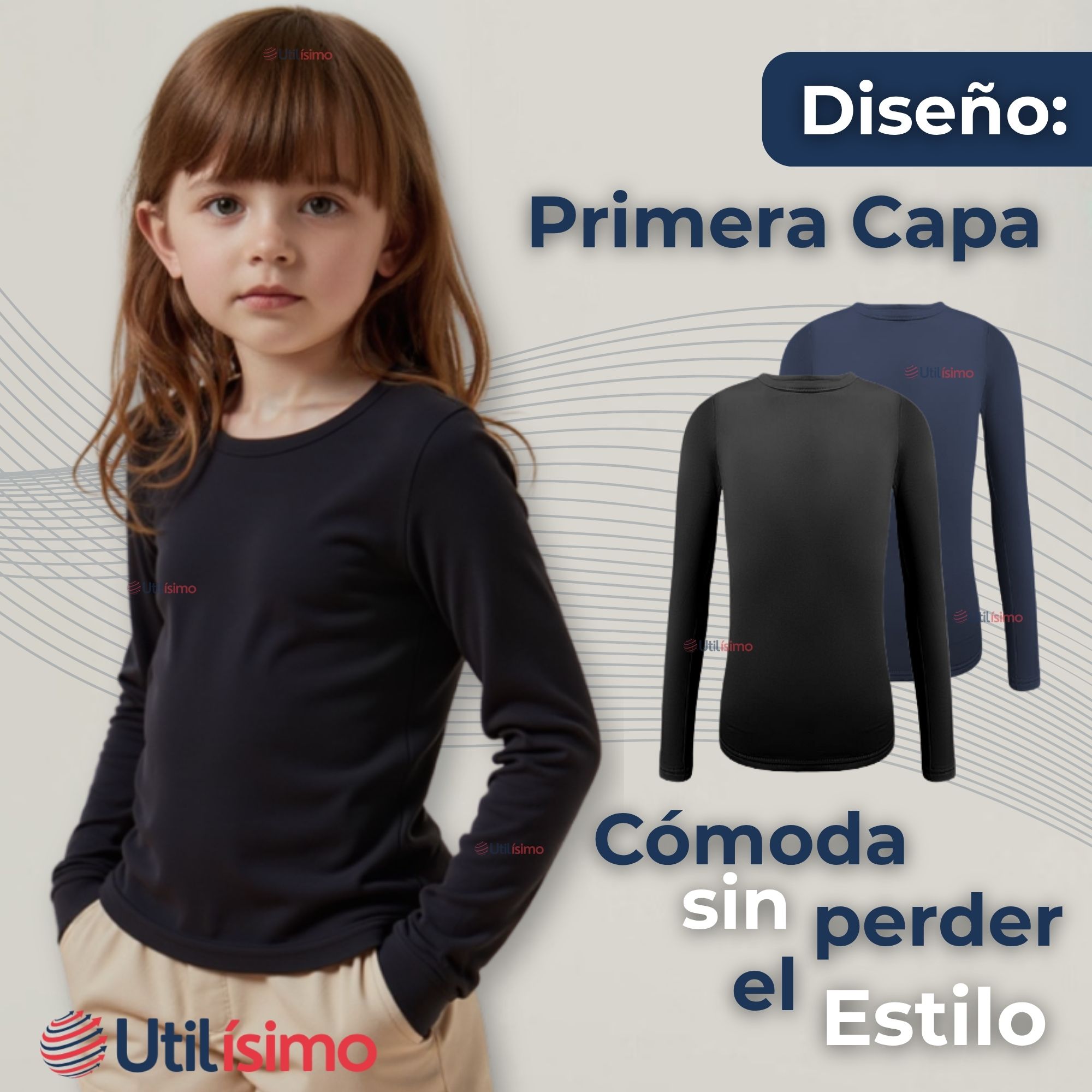 PACK 3 PRIMERA CAPA ESCOLAR BAMBÚ INVIERNO CAMISETA NIÑA CUELLO REDONDO POLERA - 8