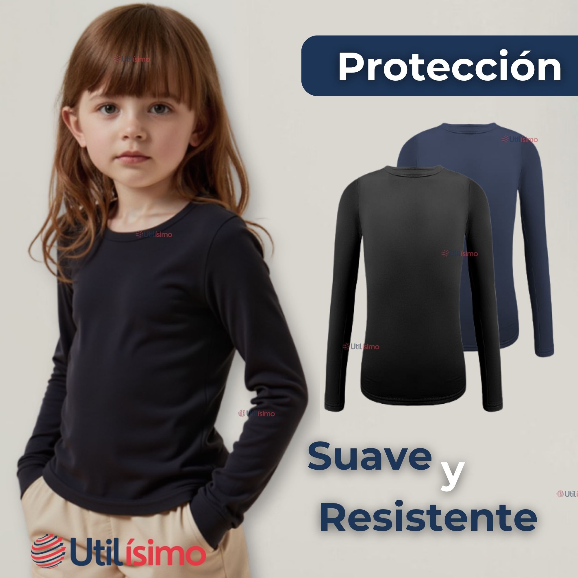 PACK 3 PRIMERA CAPA ESCOLAR BAMBÚ INVIERNO CAMISETA NIÑA CUELLO REDONDO POLERA - 11