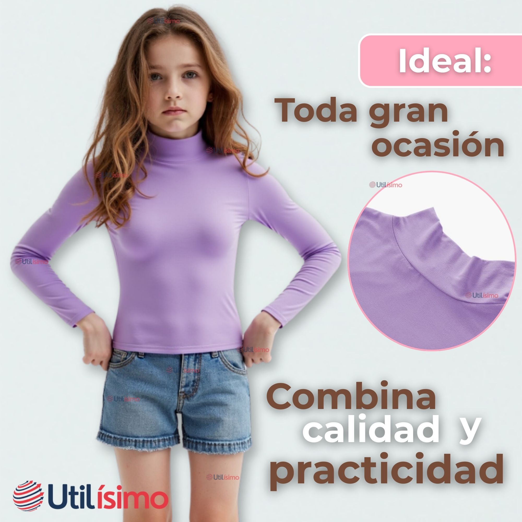 PACK 3 CAMISETA LOLA MUJER PRIMERA CAPA BAMBÚ INVIERNO CUELLO BEATLE POLERA - 7