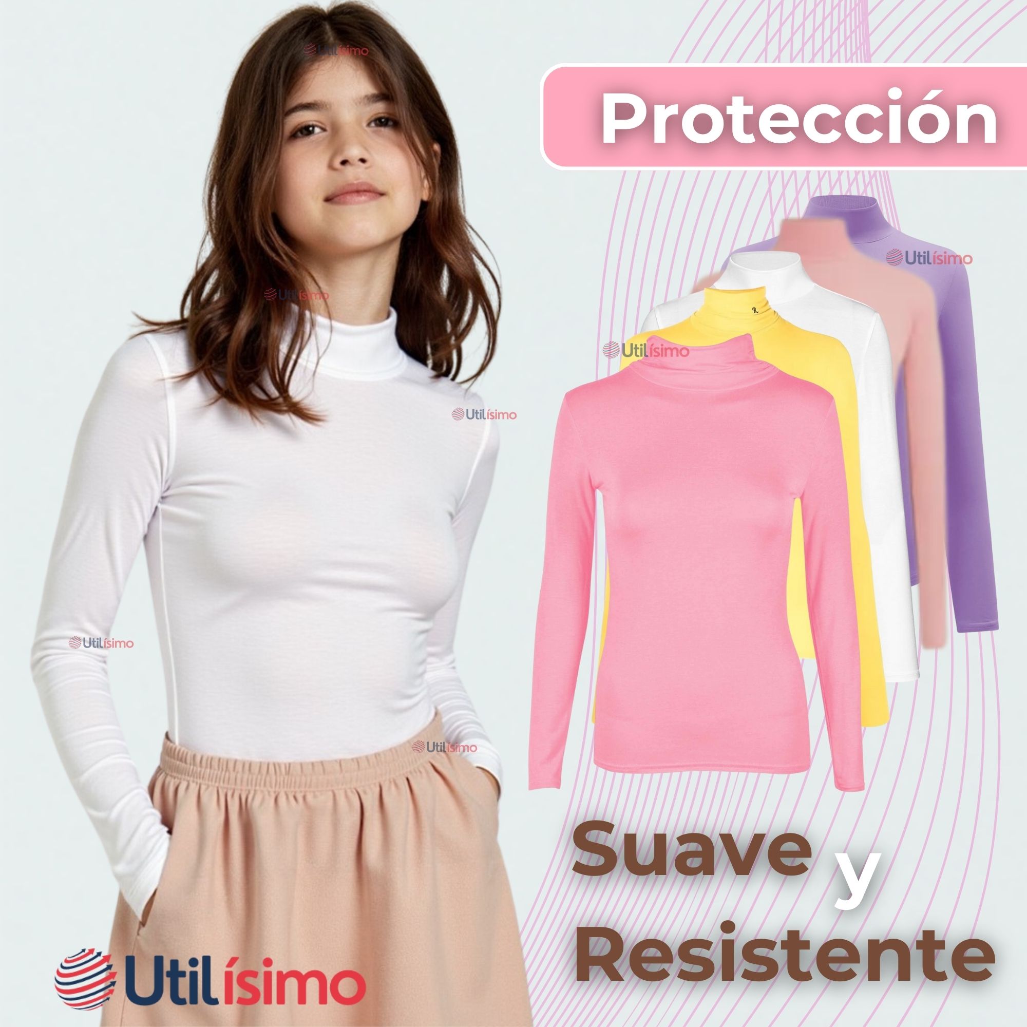 PACK 3 CAMISETA LOLA MUJER PRIMERA CAPA BAMBÚ INVIERNO CUELLO BEATLE POLERA - 12