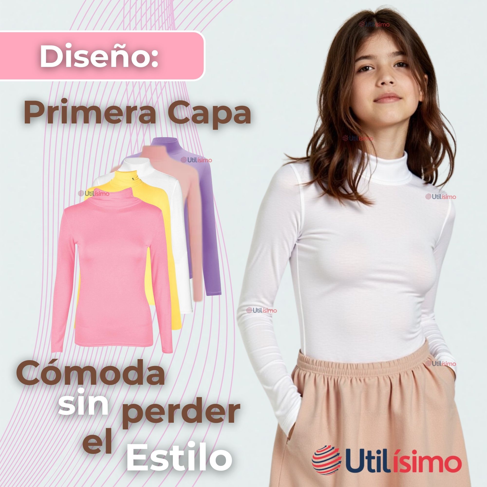 PACK 6 CAMISETA LOLA MUJER PRIMERA CAPA BAMBÚ INVIERNO CUELLO BEATLE POLERA - 8