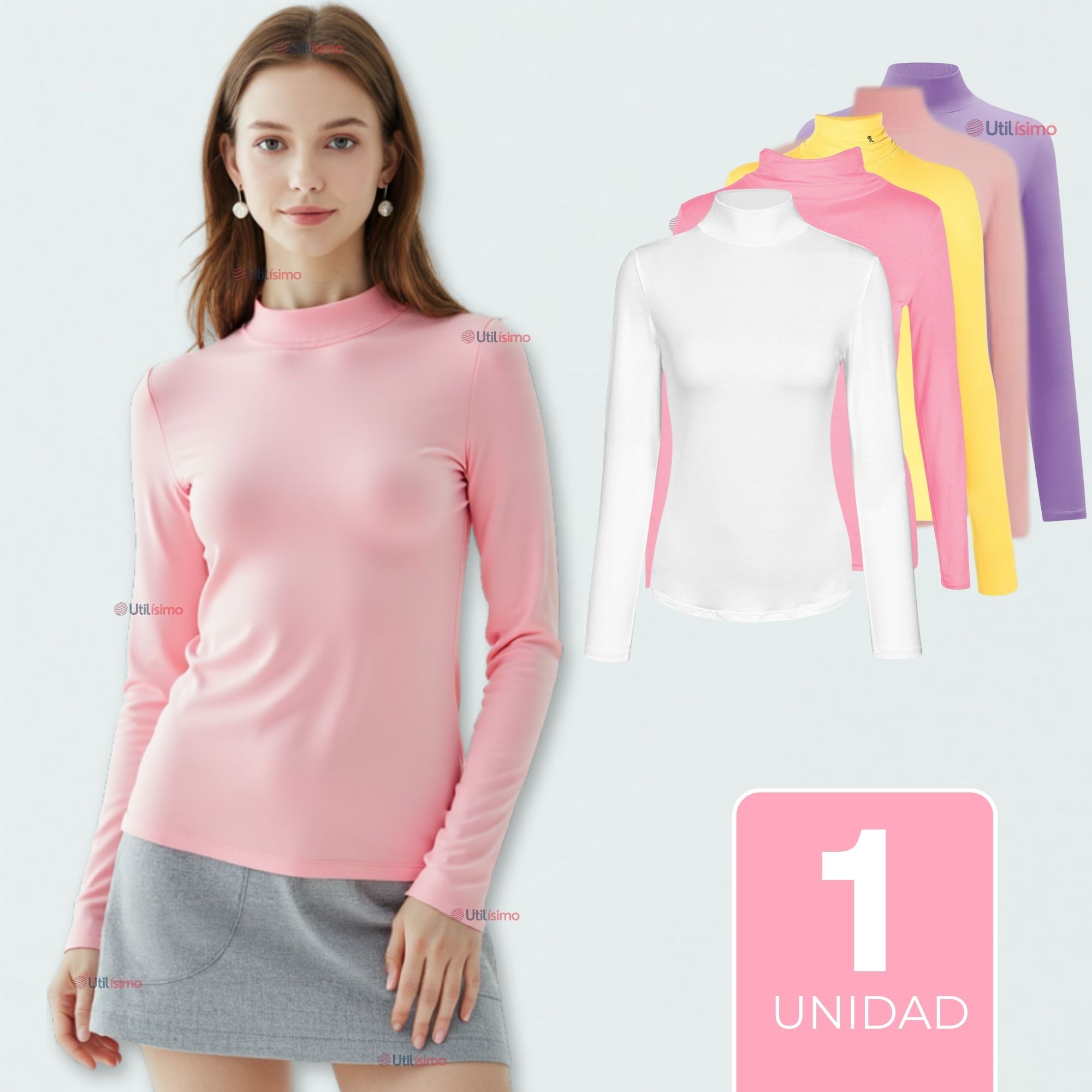 CAMISETA NIÑA PRIMERA CAPA BAMBÚ INVIERNO CUELLO BEATLE POLERA - 1
