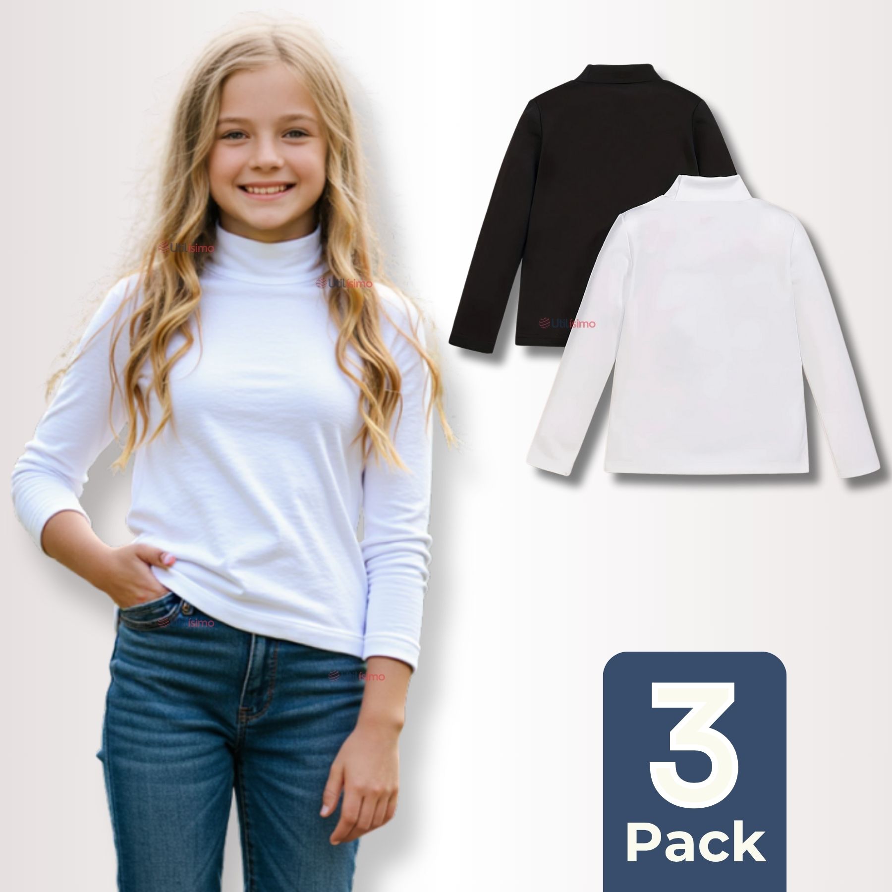 PACK 3 CAMISETA BEATLE ALGODÓN PRIMERA CAPA NIÑA POLERA SURTIDOS - 1