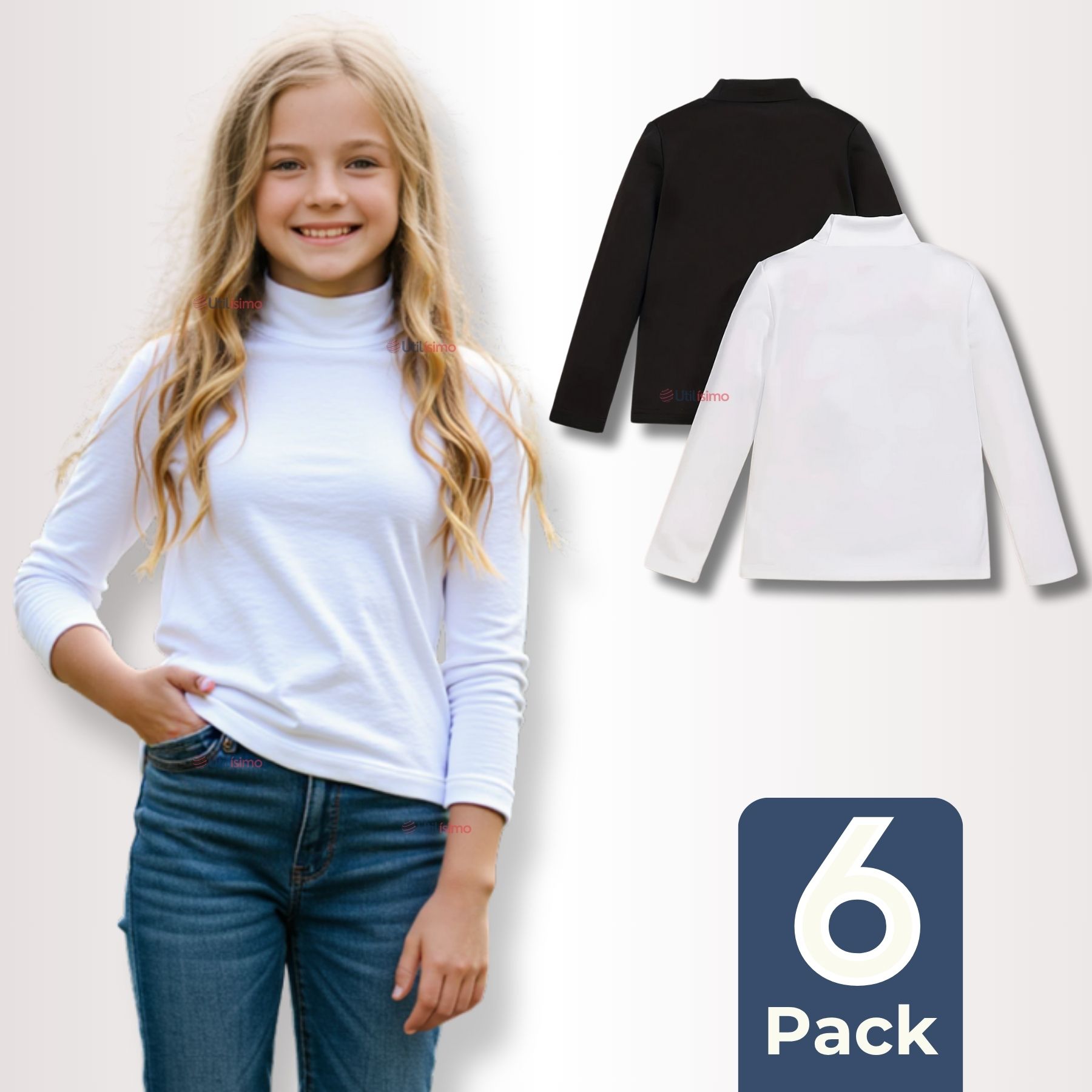 PACK 6 CAMISETA BEATLE ALGODÓN PRIMERA CAPA NIÑA POLERA SURTIDOS - 1