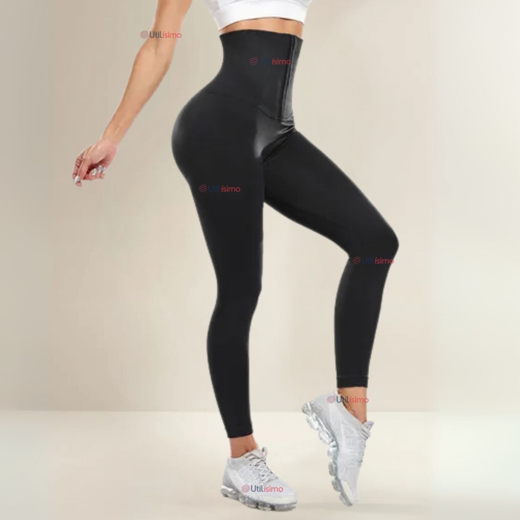 CALZA LEGGINGS DEPORTIVA TIRO ALTO CON FAJA REDUCTORA Y MOLDEADORA MUJER - 1