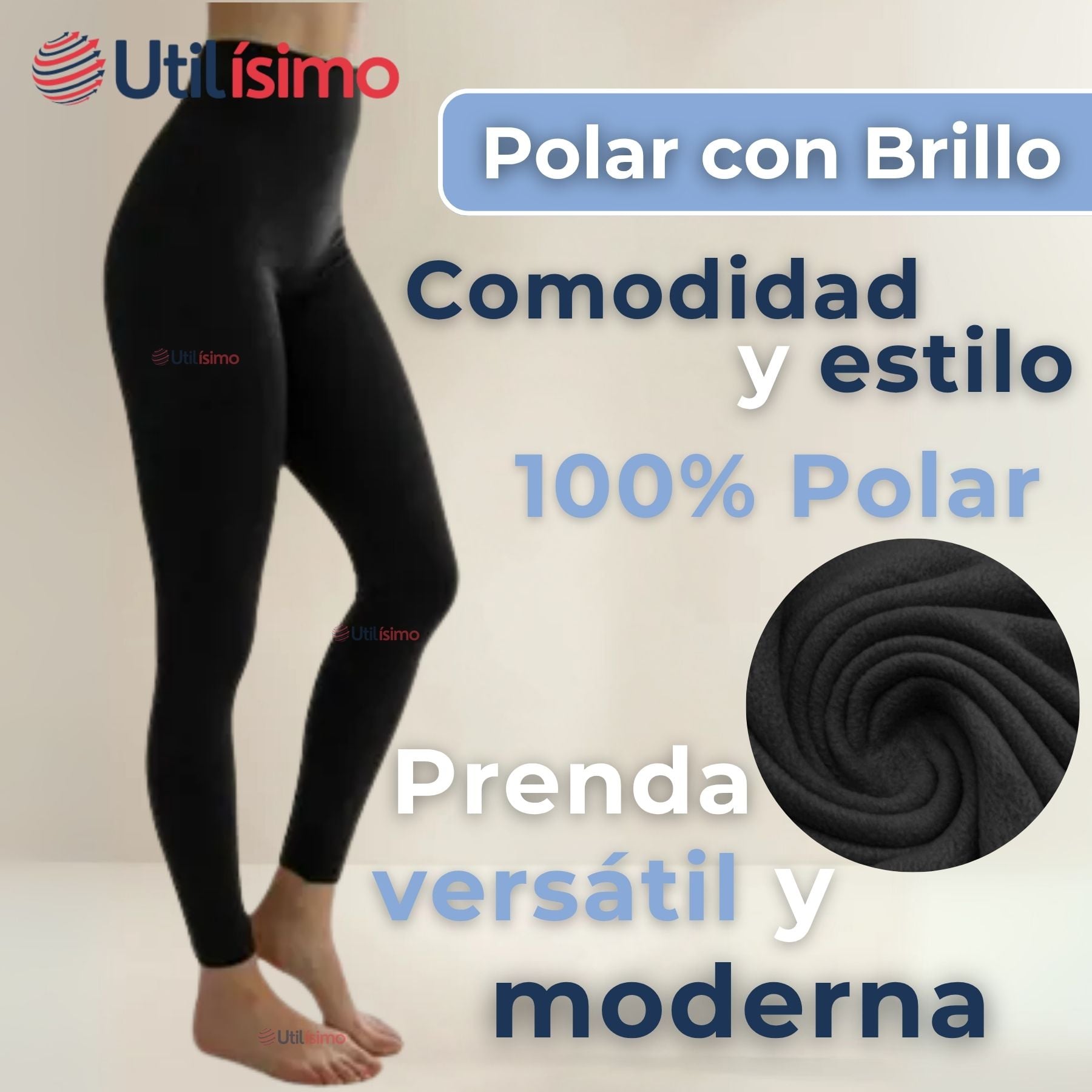 CALZA LEGGINGS CON BRILLO POLAR TIRO ALTO MUJER - 2