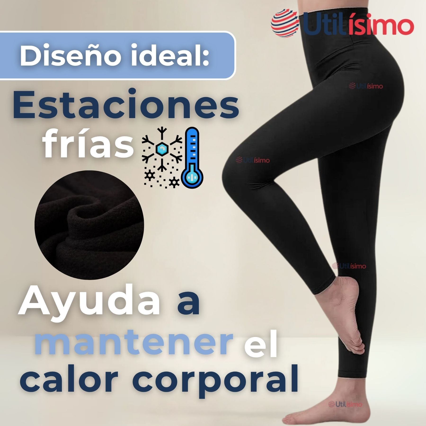 CALZA LEGGINGS CON BRILLO POLAR TIRO ALTO MUJER - 4