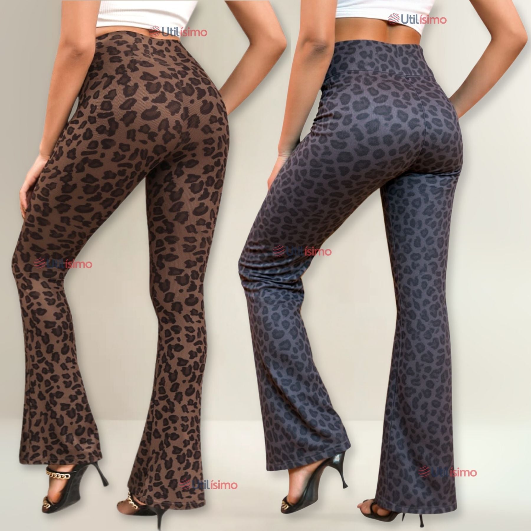 CALZA PALAZZO CON DISEÑO LEOPARDO POLAR TIRO ALTO MUJER LEGGINGS - 1