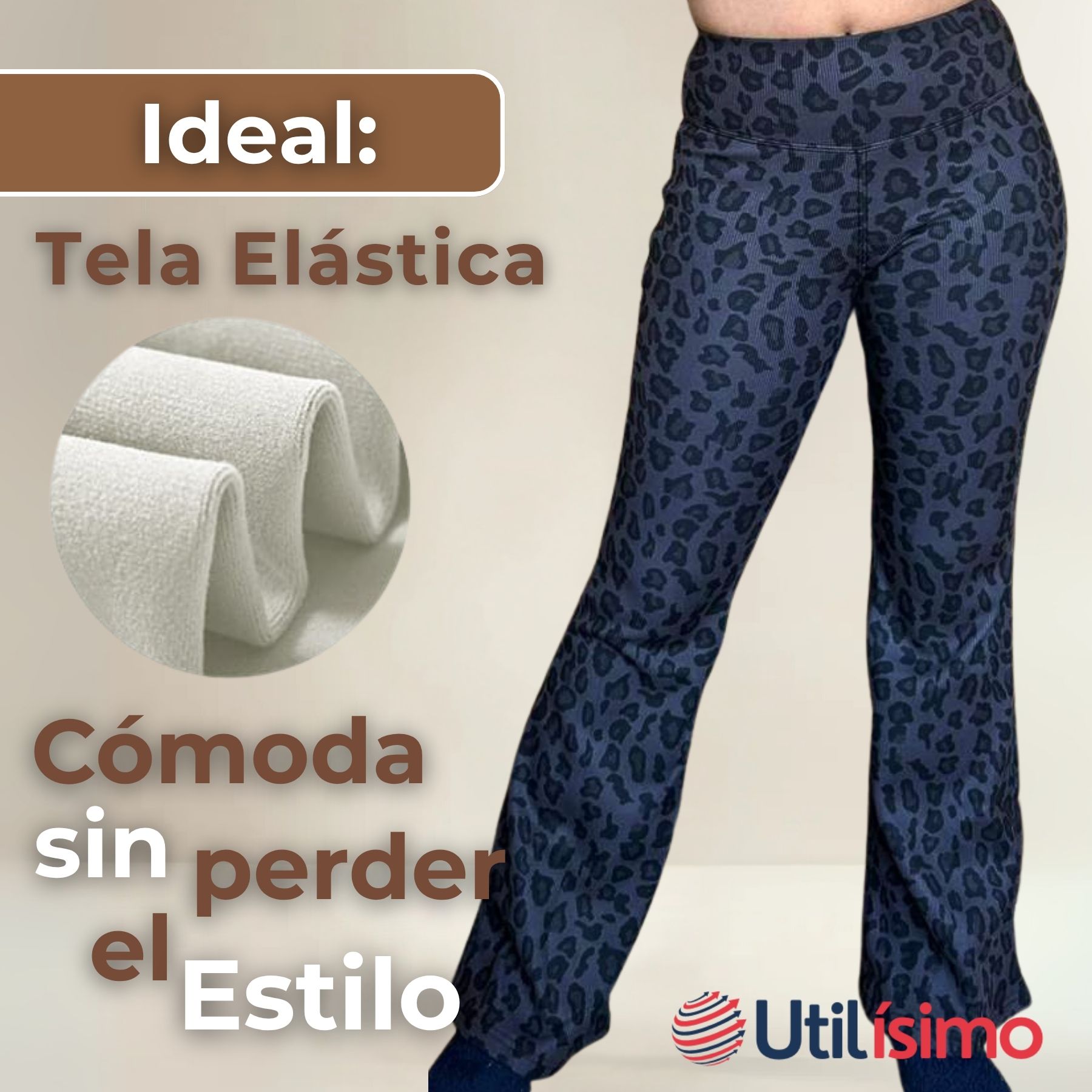CALZA PALAZZO CON DISEÑO LEOPARDO POLAR TIRO ALTO MUJER LEGGINGS - 5