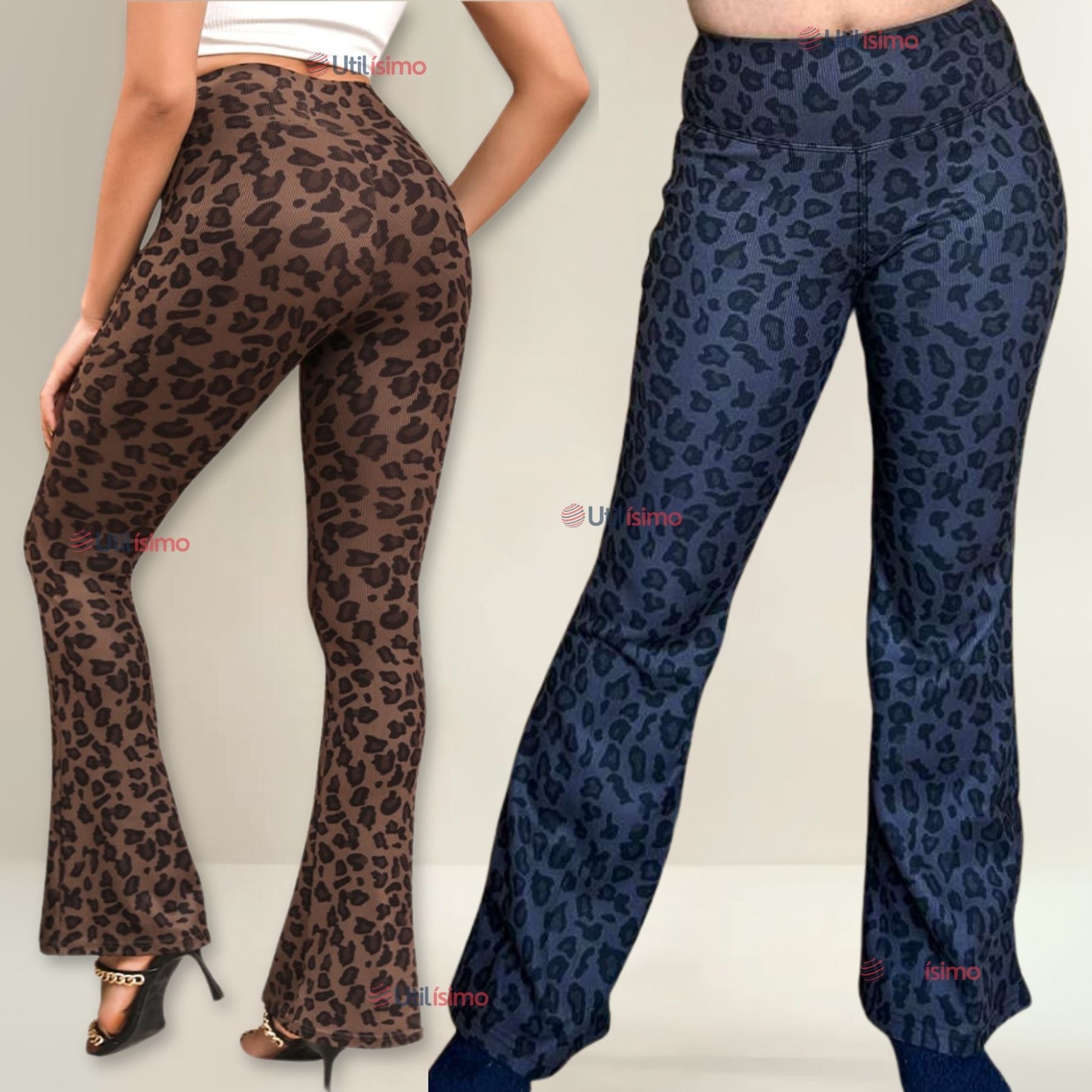 CALZA PALAZZO CON DISEÑO LEOPARDO POLAR TIRO ALTO MUJER LEGGINGS - 1