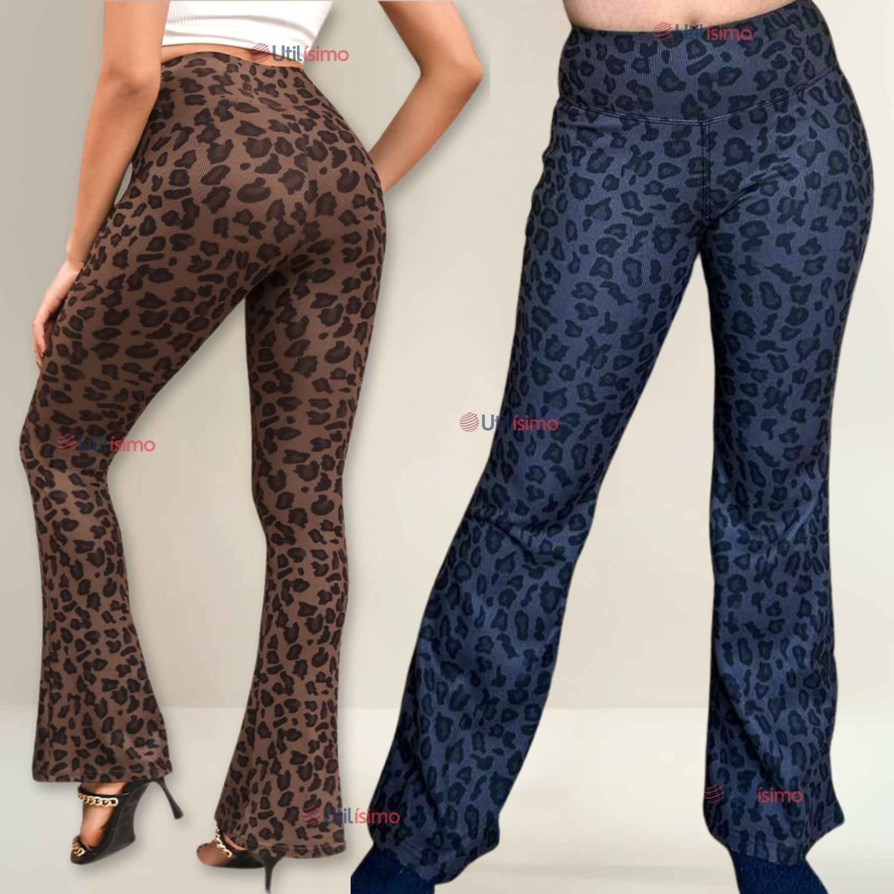 CALZA PALAZZO CON DISEÑO LEOPARDO POLAR TIRO ALTO MUJER LEGGINGS - 1