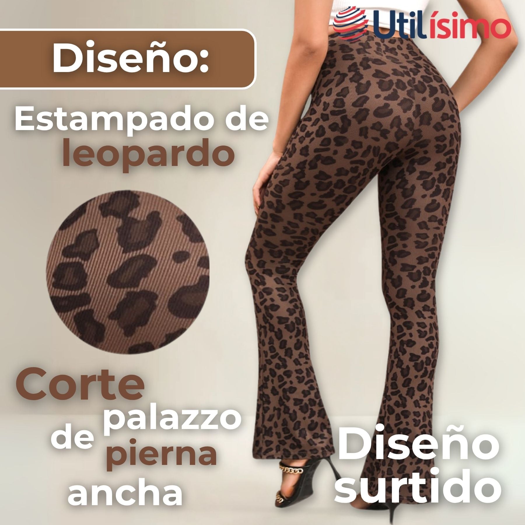 CALZA PALAZZO CON DISEÑO LEOPARDO POLAR TIRO ALTO MUJER LEGGINGS - 2
