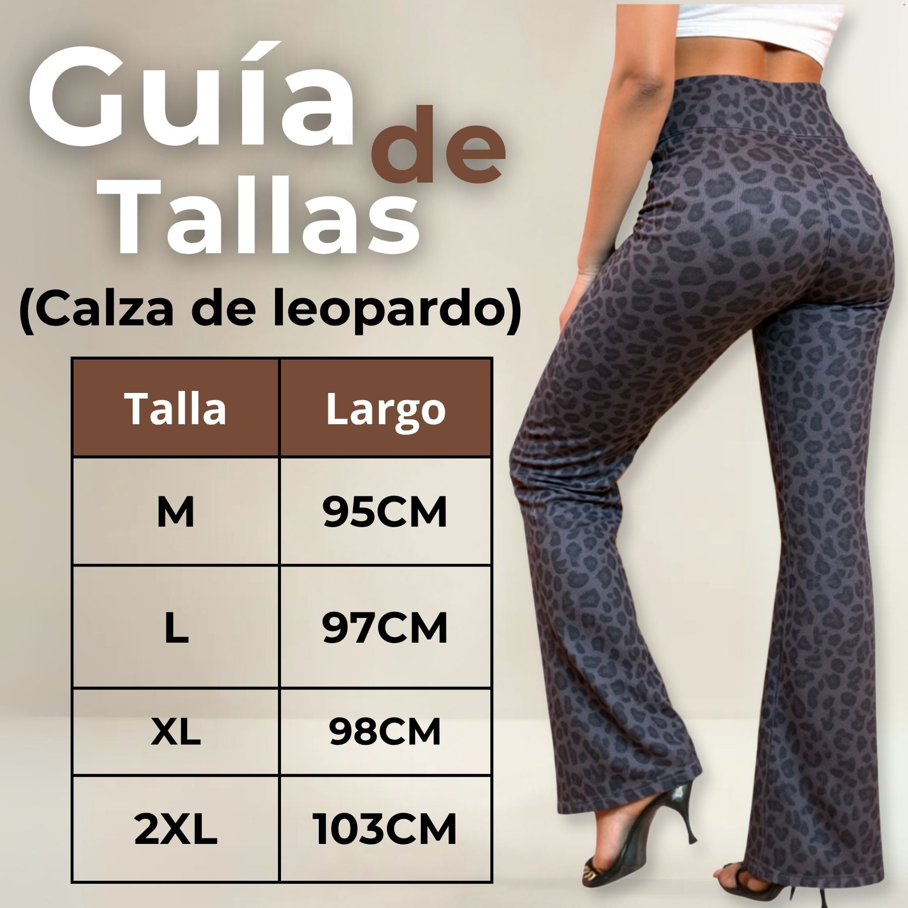 CALZA PALAZZO CON DISEÑO LEOPARDO POLAR TIRO ALTO MUJER LEGGINGS - 3